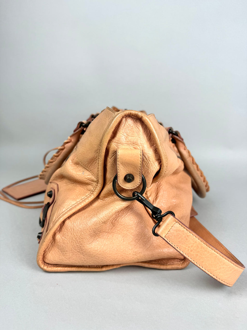 Balenciaga Cumin Lambskin Leather Motorcycle Part-Time Bag