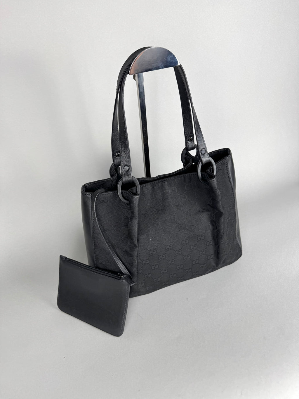 Gucci Monogram Black Tote with Pouch