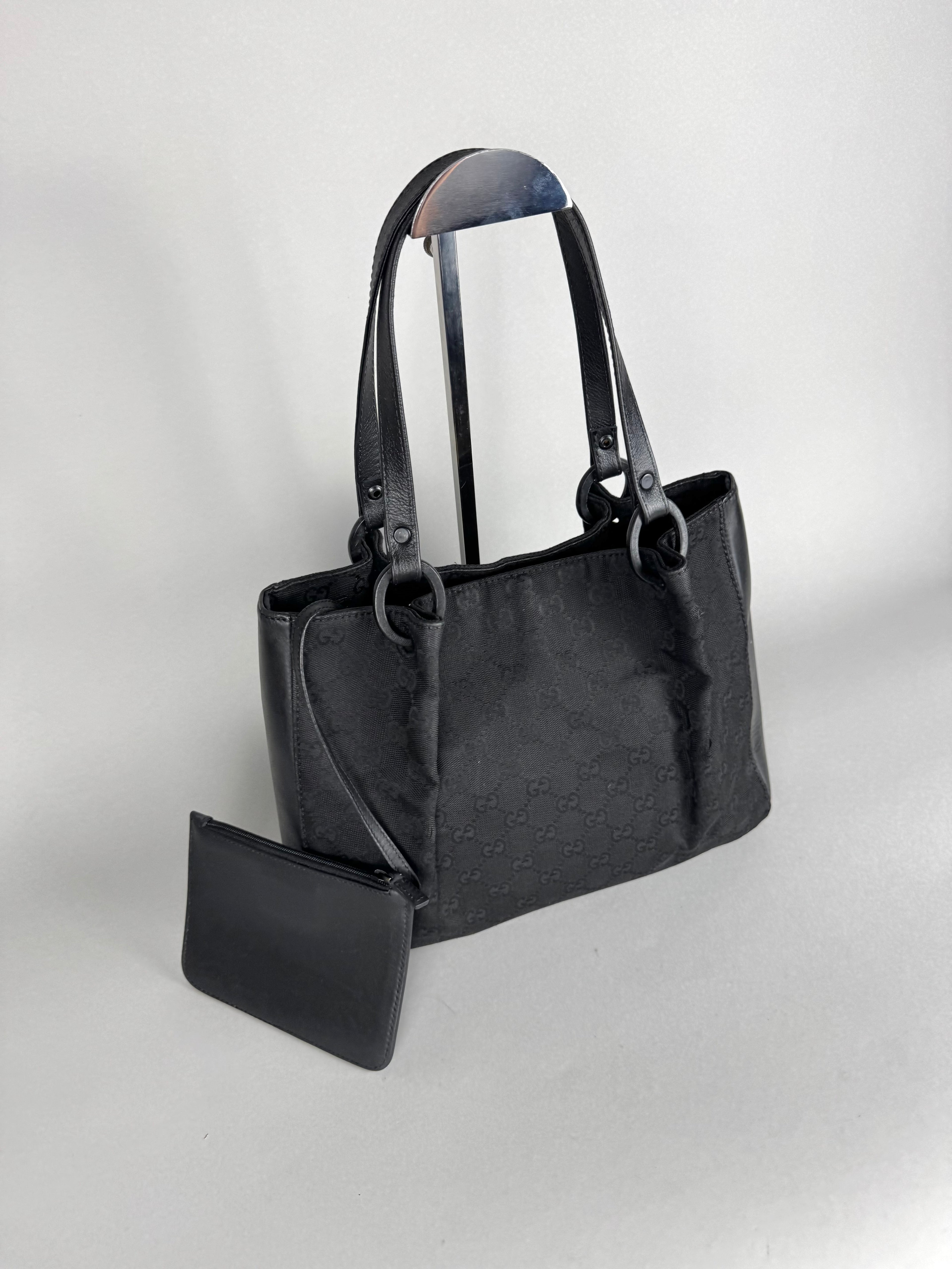 Gucci Monogram Black Tote with Pouch