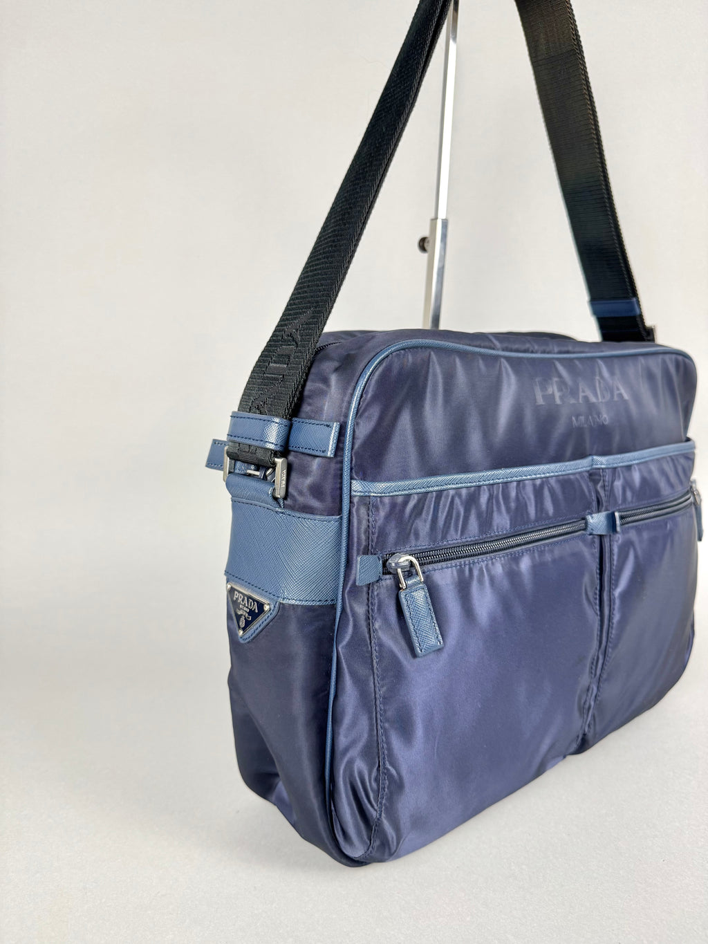 Prada Nylon Messenger Bag Navy