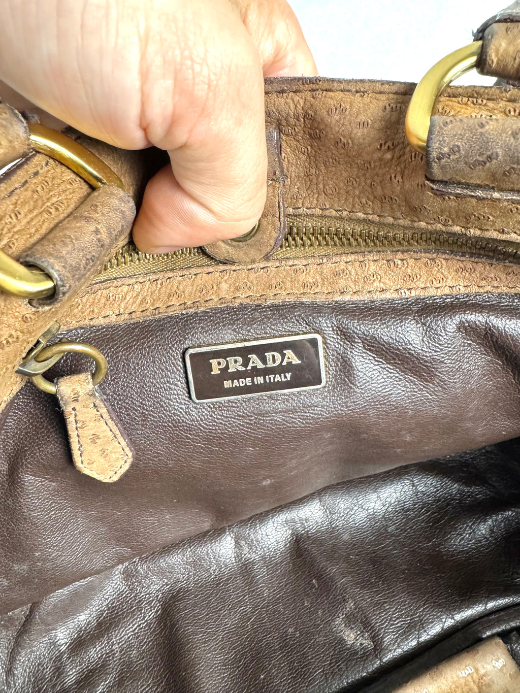 Prada Tessuto Cervo Lux Leather Brown