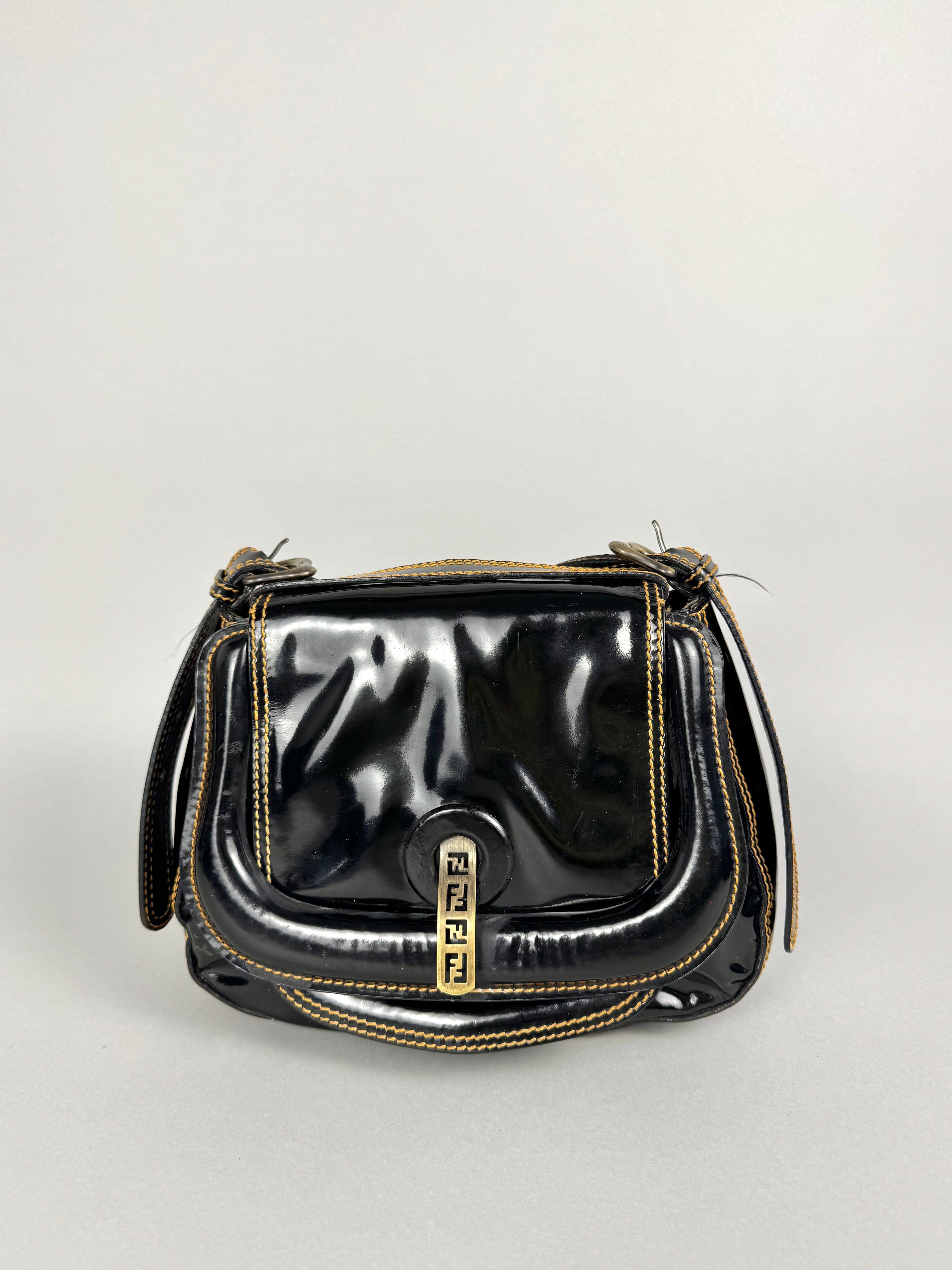 Fendi Patent Leather B Black