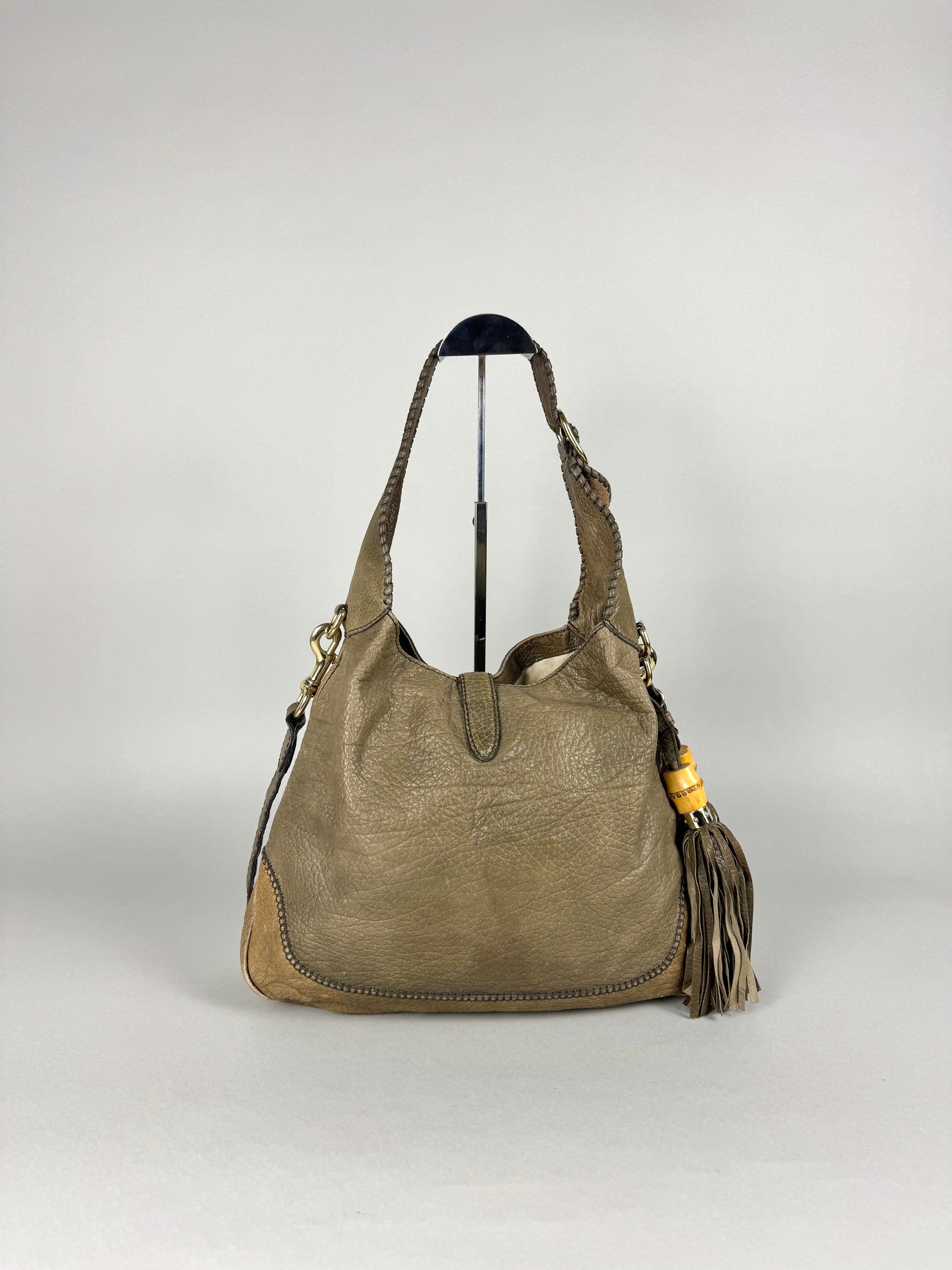 Gucci New Jackie Hobo Leather Taupe