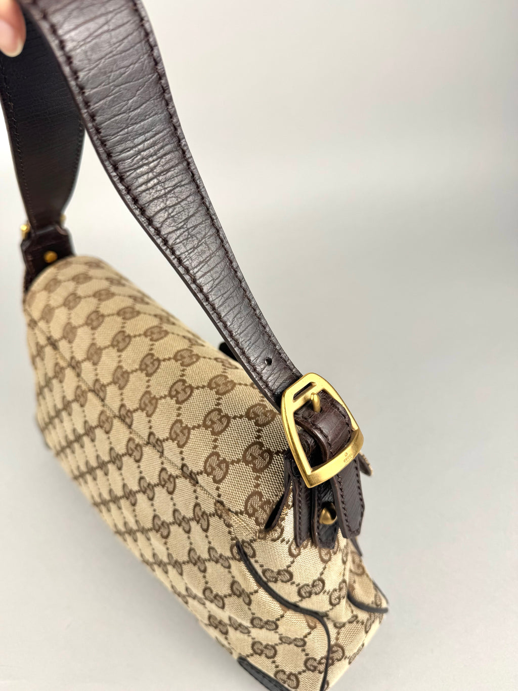 Gucci Monogram Horsebit Chain Flap Brown