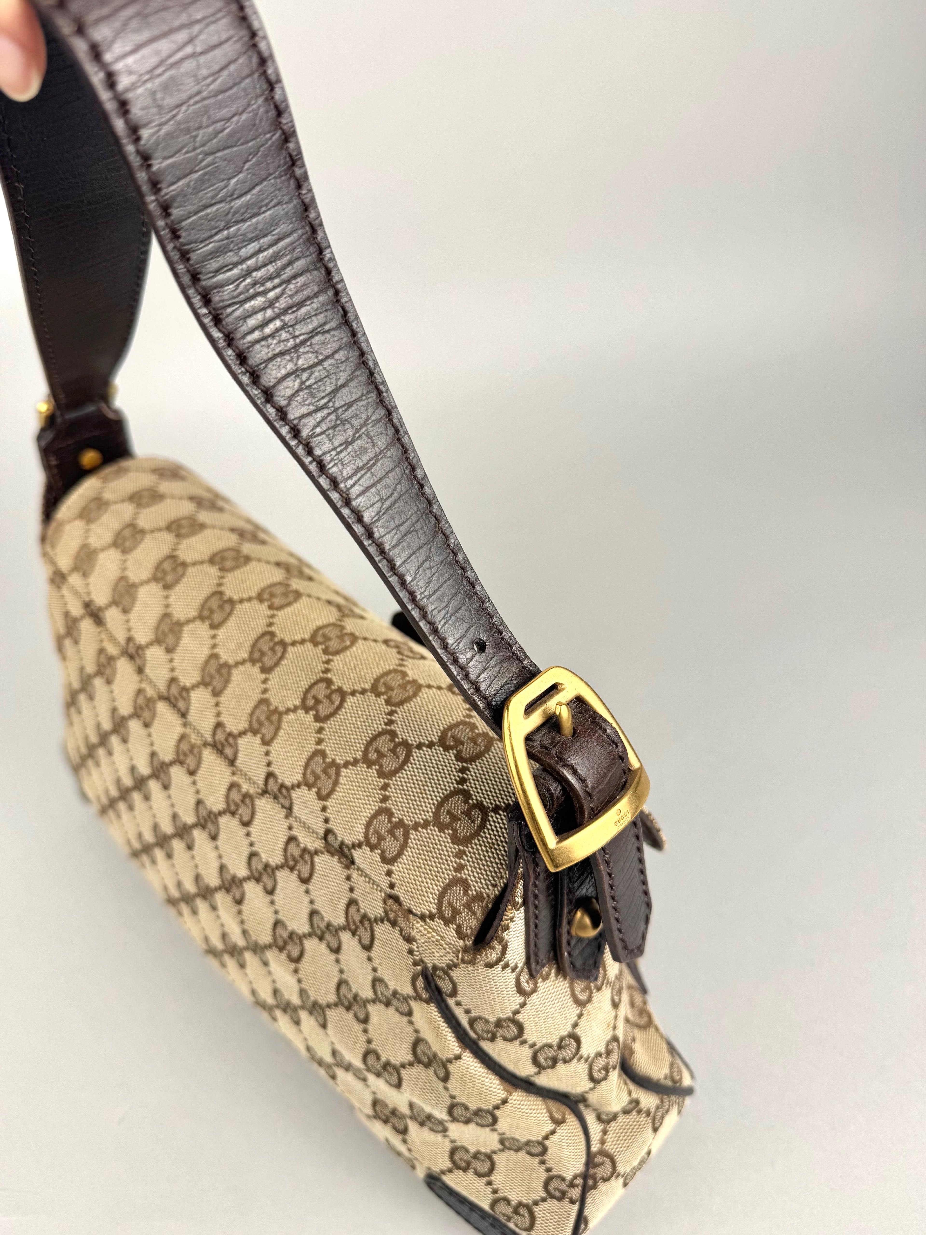 Gucci Monogram Horsebit Chain Flap Brown