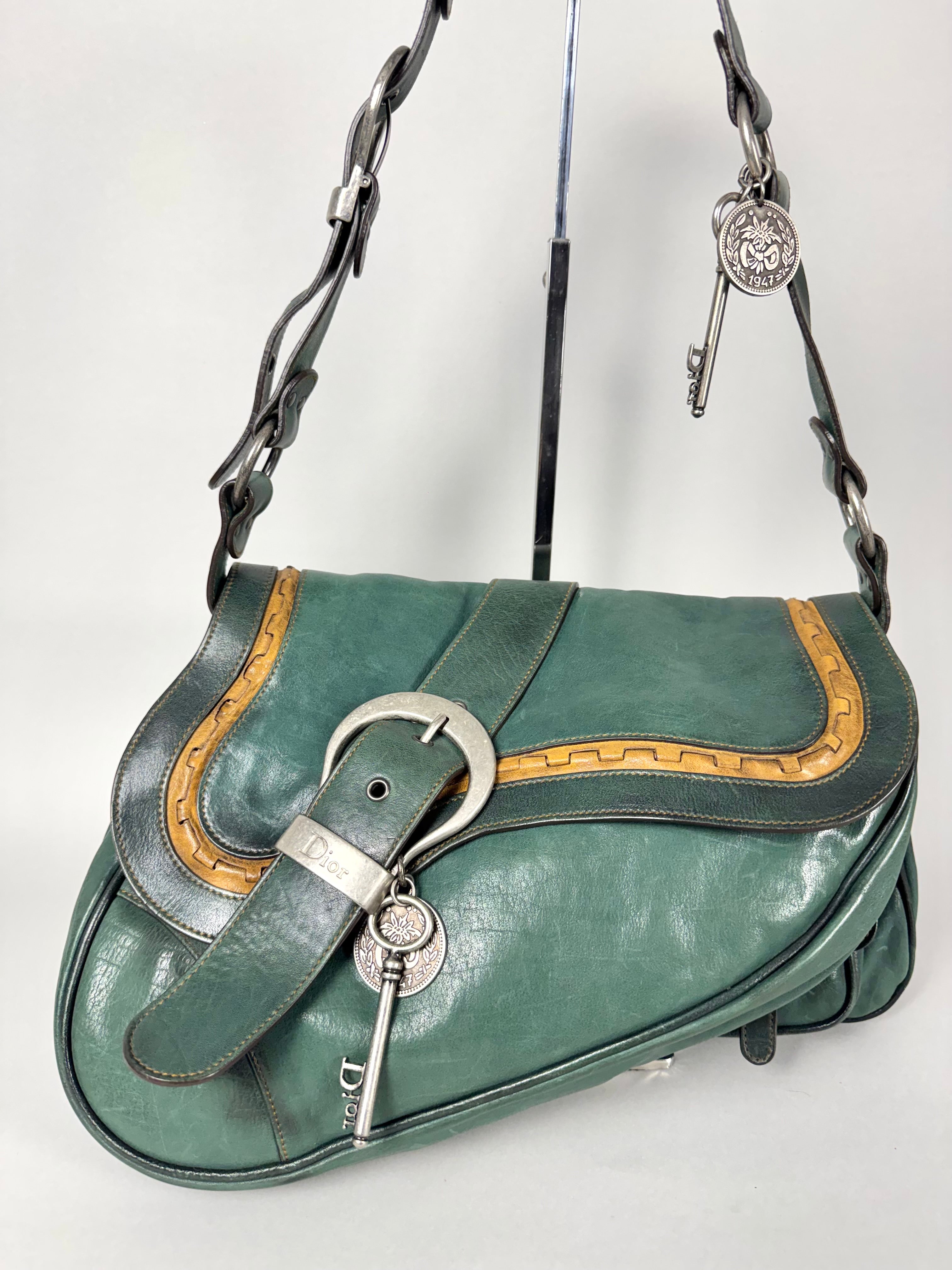 Christian Dior Gaucho Double Leather Green