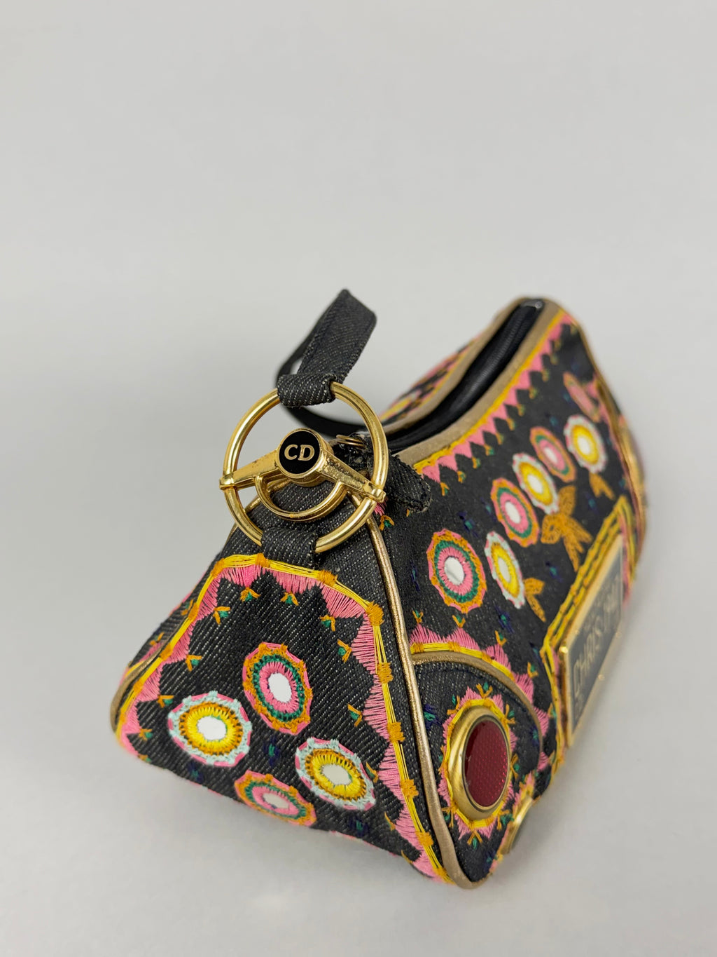 Christian Dior Embroidered Montaigne Cadillac 1947 Denim Bag