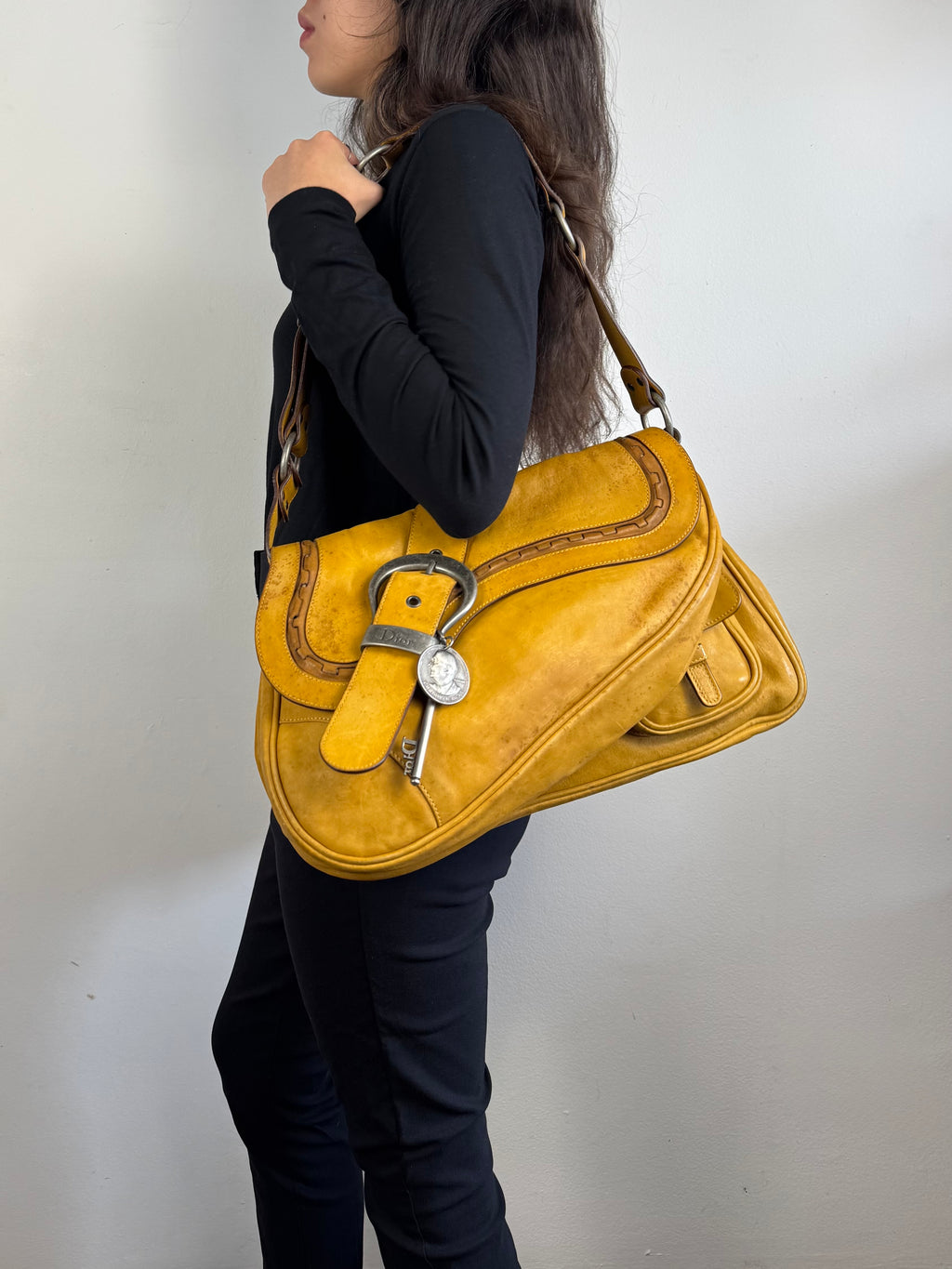 Christian Dior Gaucho Double Leather Yellow