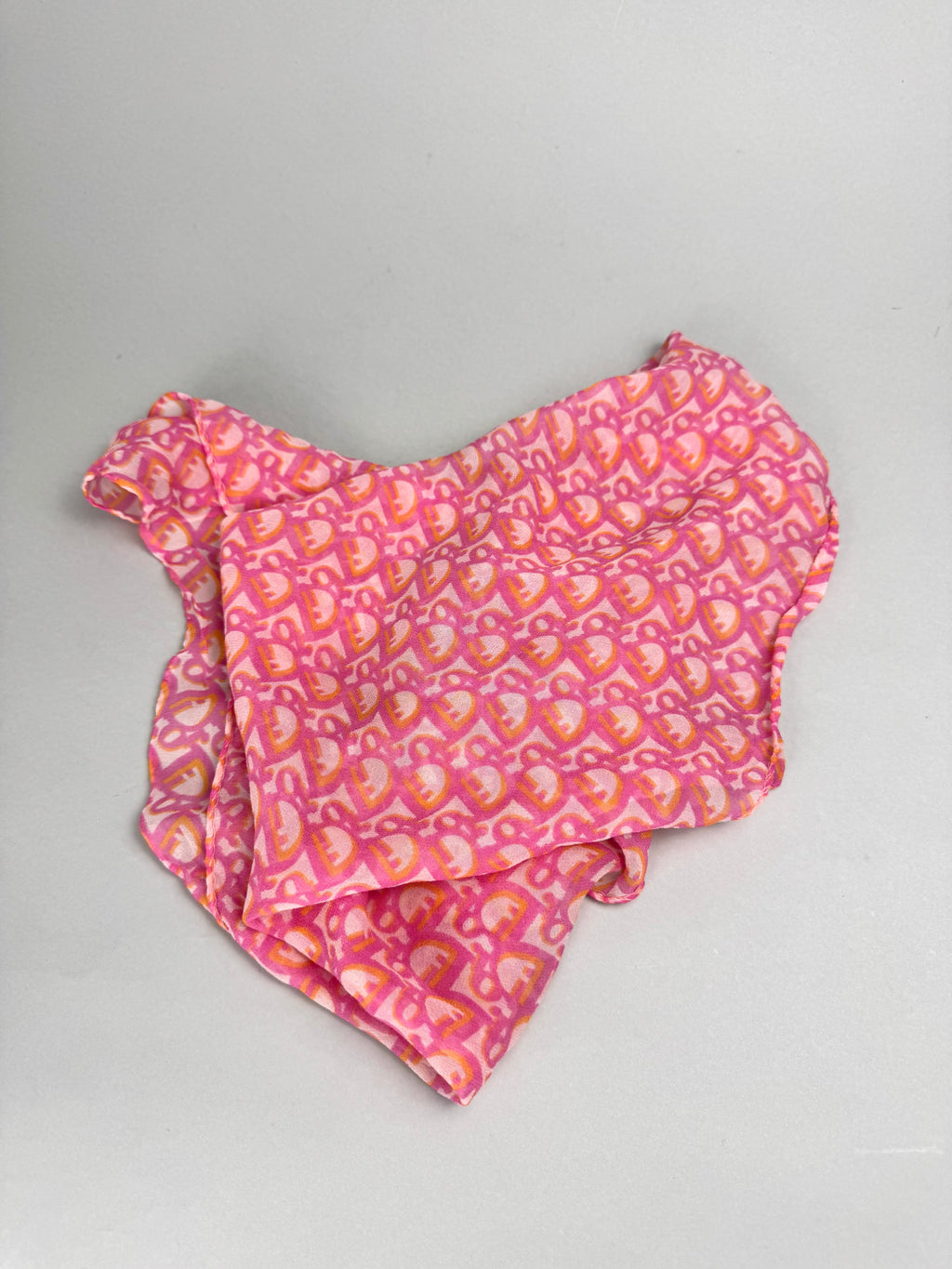 Christian Dior Vintage Pink Oblique Monogram Chiffon Silk Scarf