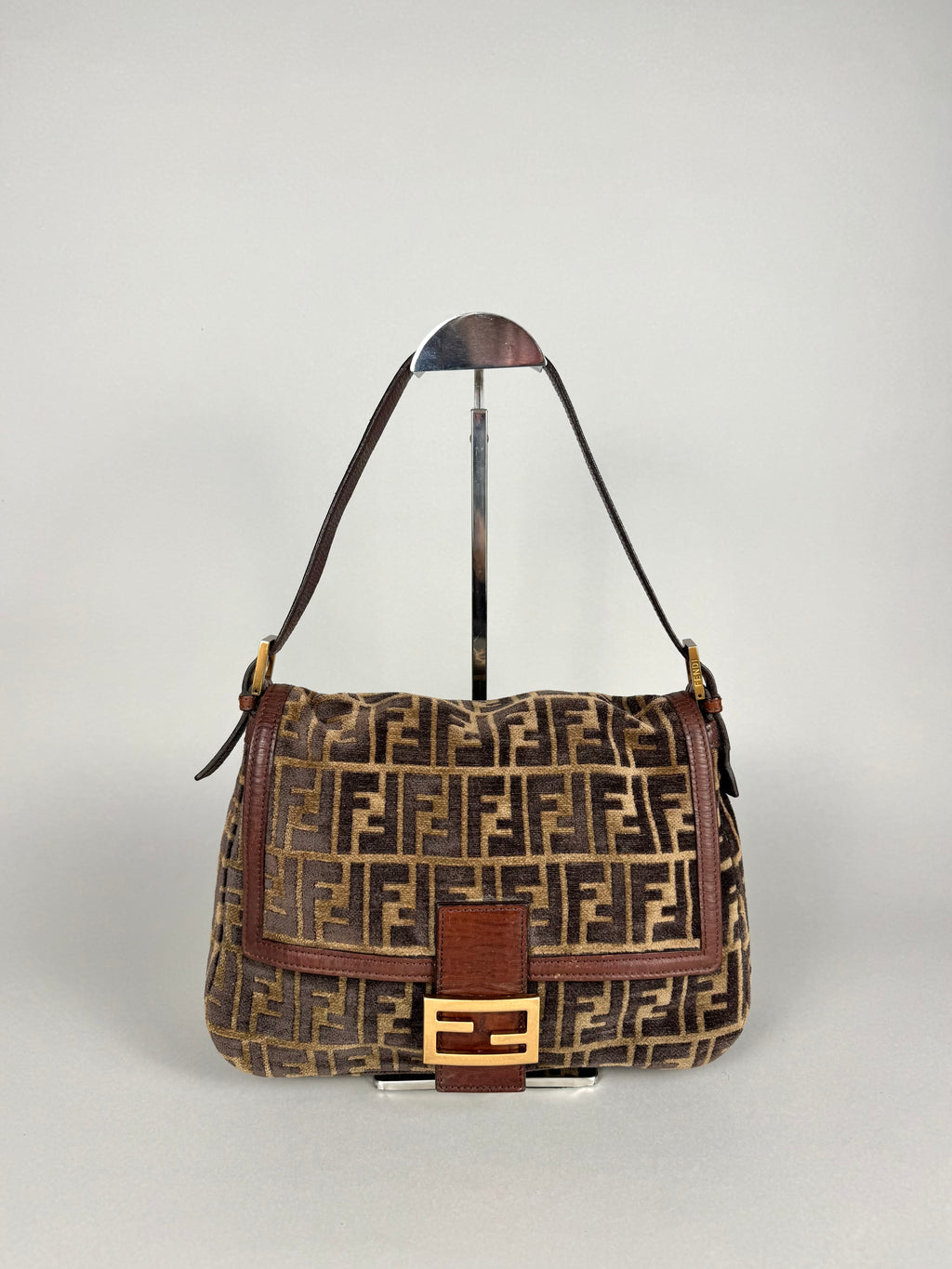 Fendi Mamma Baguette Monogram Zucca Velour