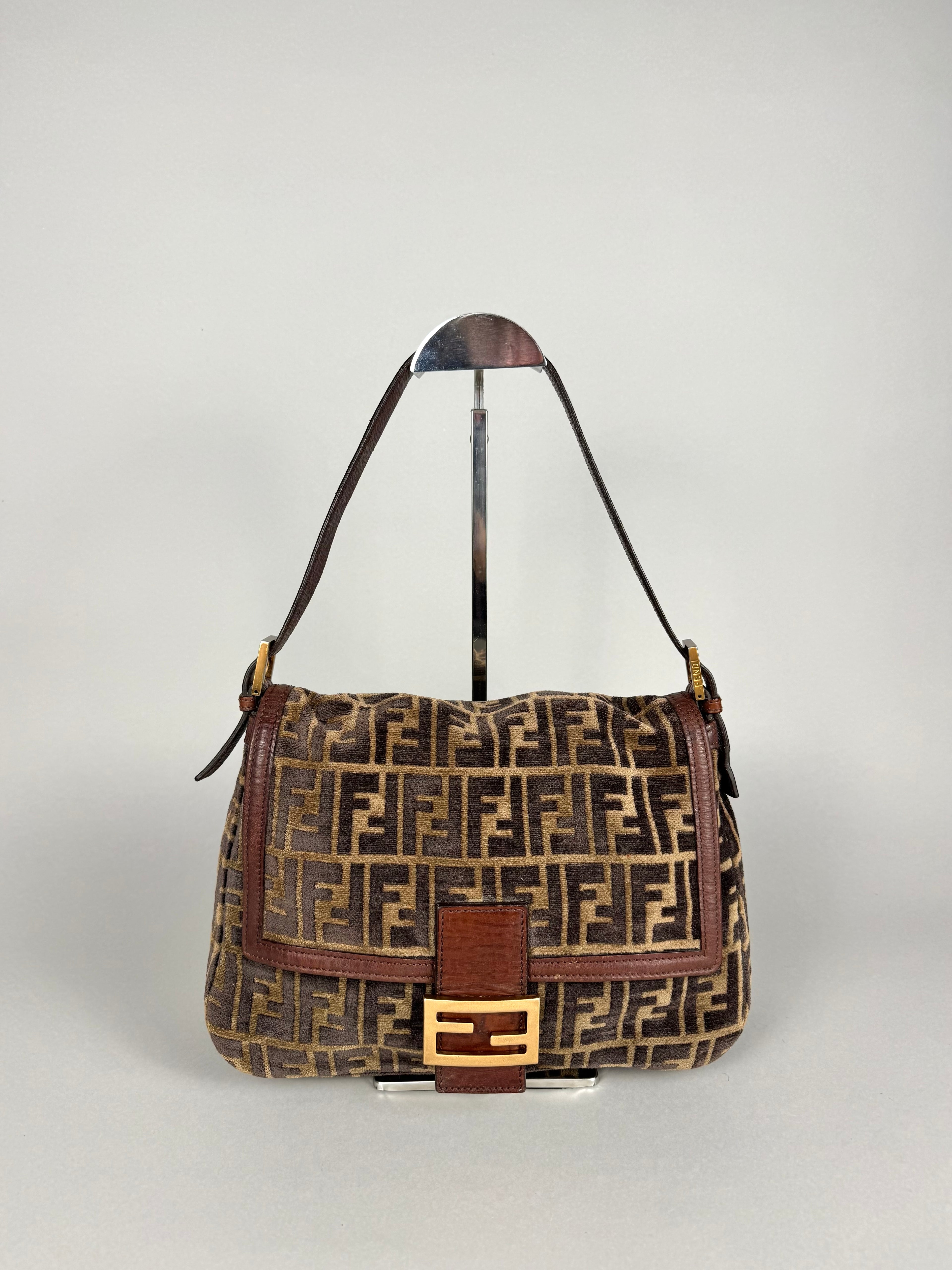 Fendi Mamma Baguette Monogram Zucca Velour