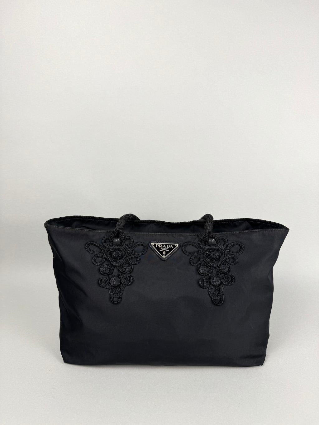 Prada Black Nylon Braided Tote