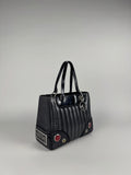 Christian Dior Cadillac Montaigne Denim and Leather Black Tote