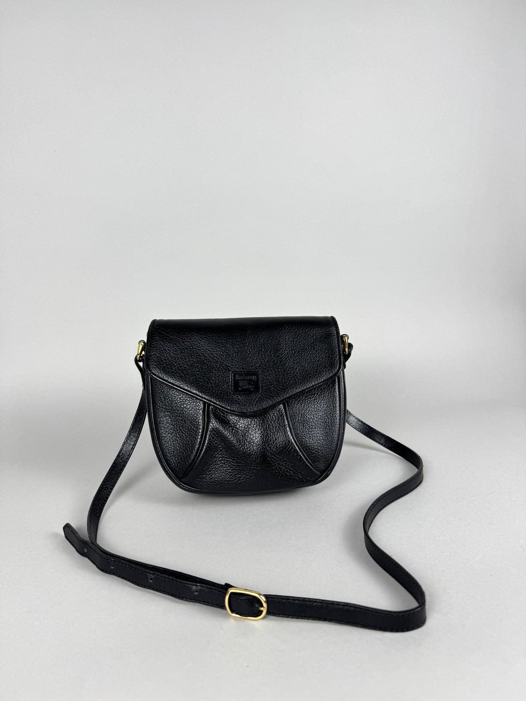 Burberrys Calfskin Black Leather Crossbody