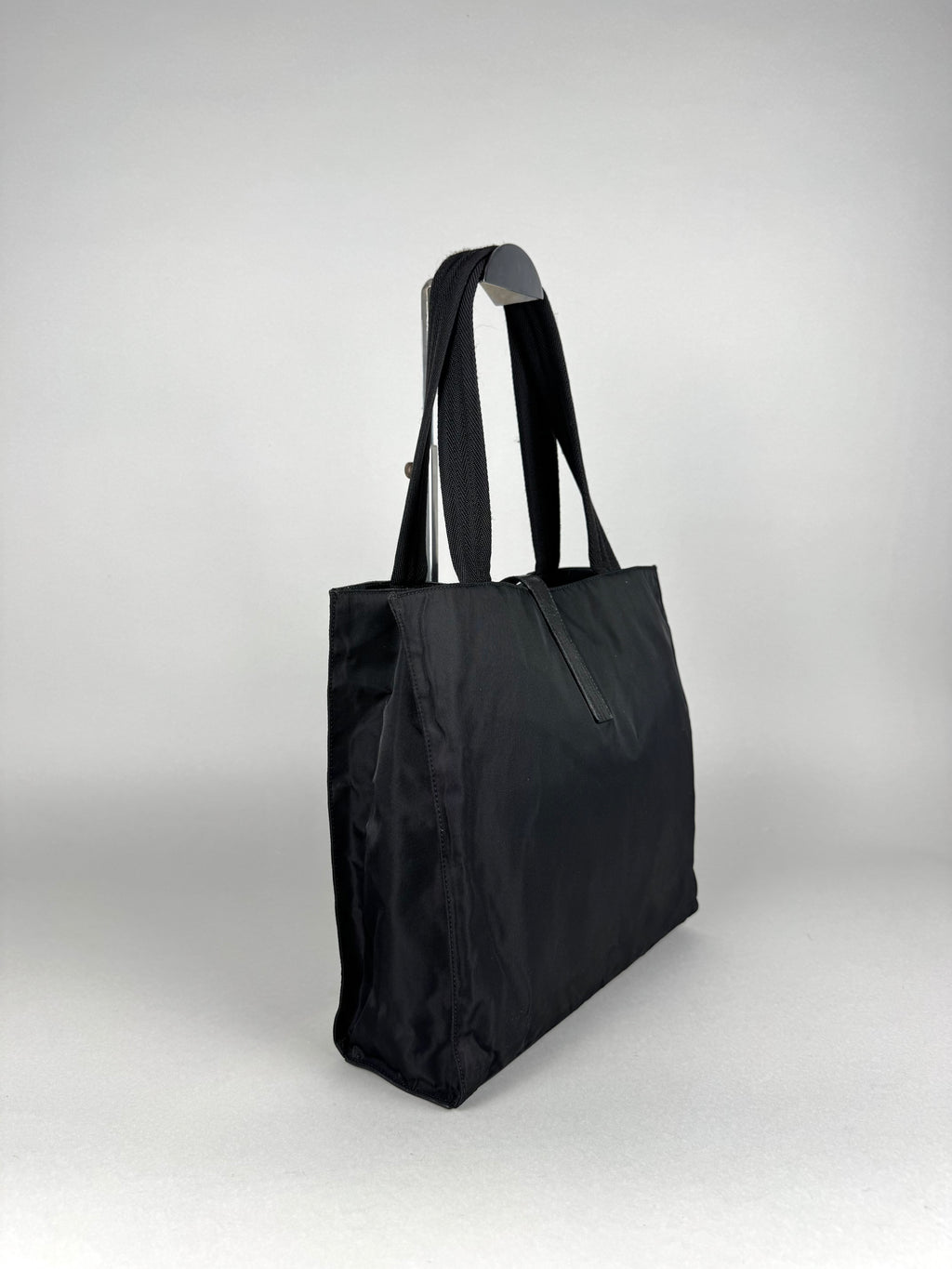 Prada Tessuto Buckle Nylon Black Tote