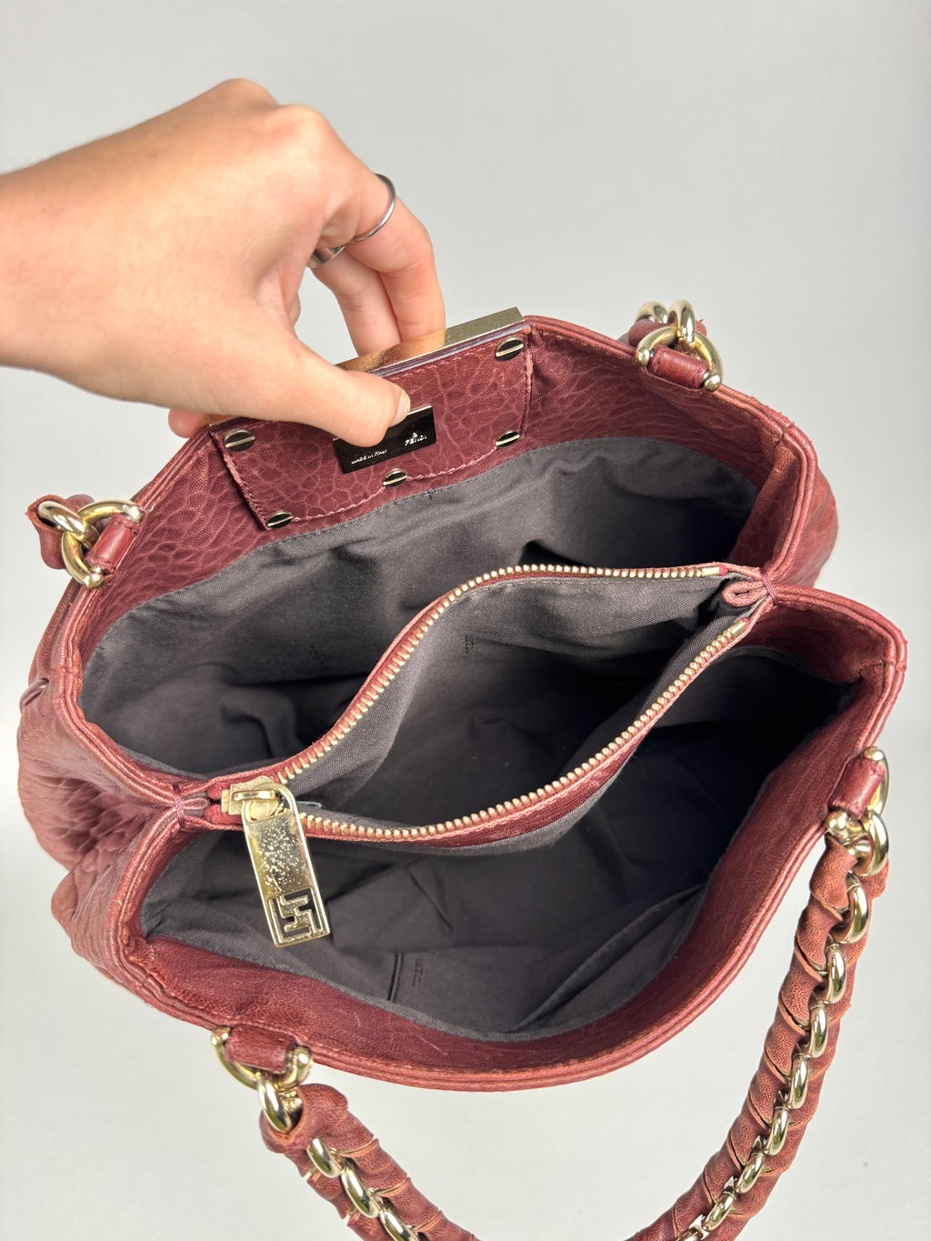Fendi Mia Burgundy Leather