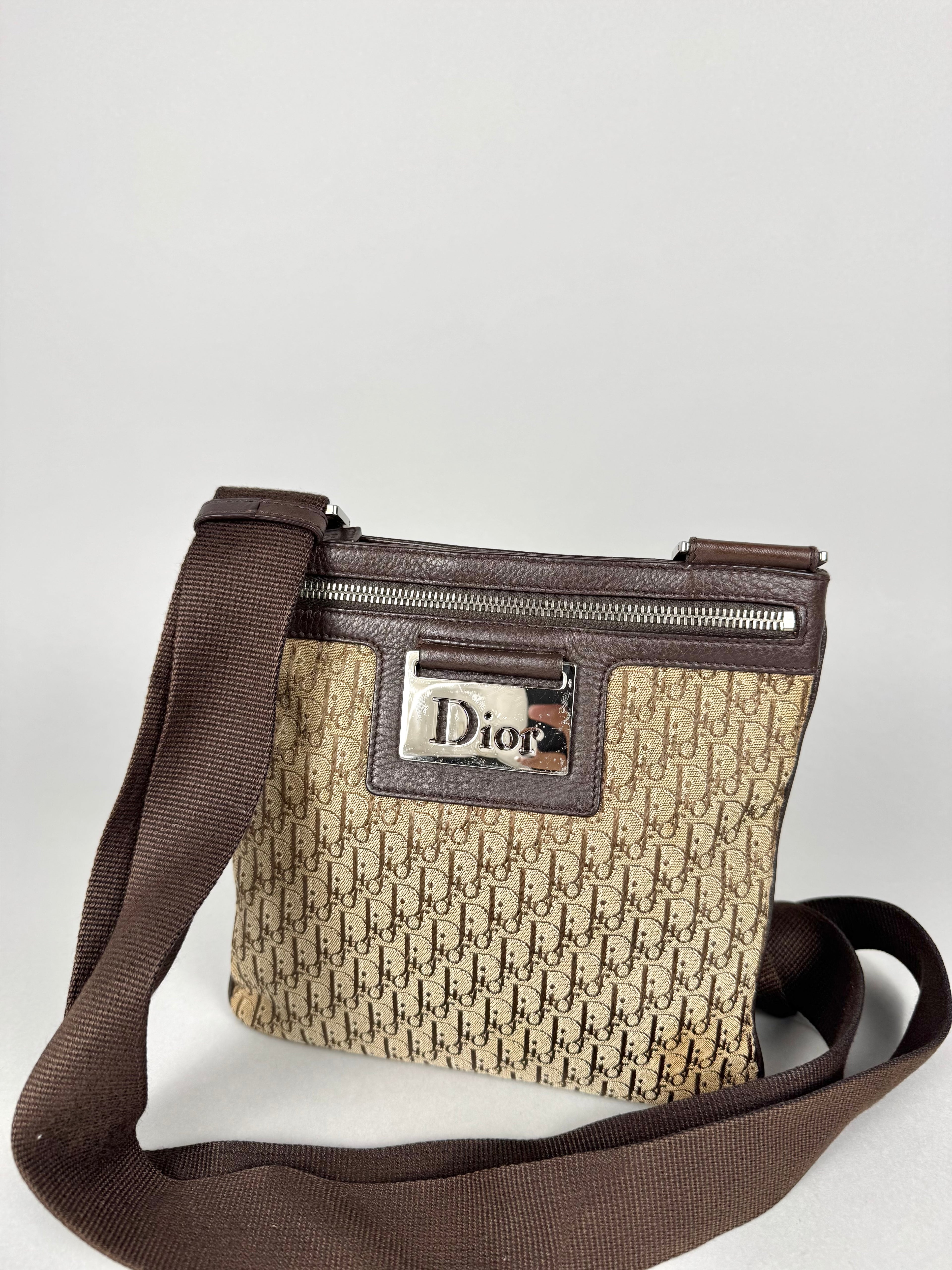 Christian Dior Trotter Street Chic Monogram Beige Brown Crossbody