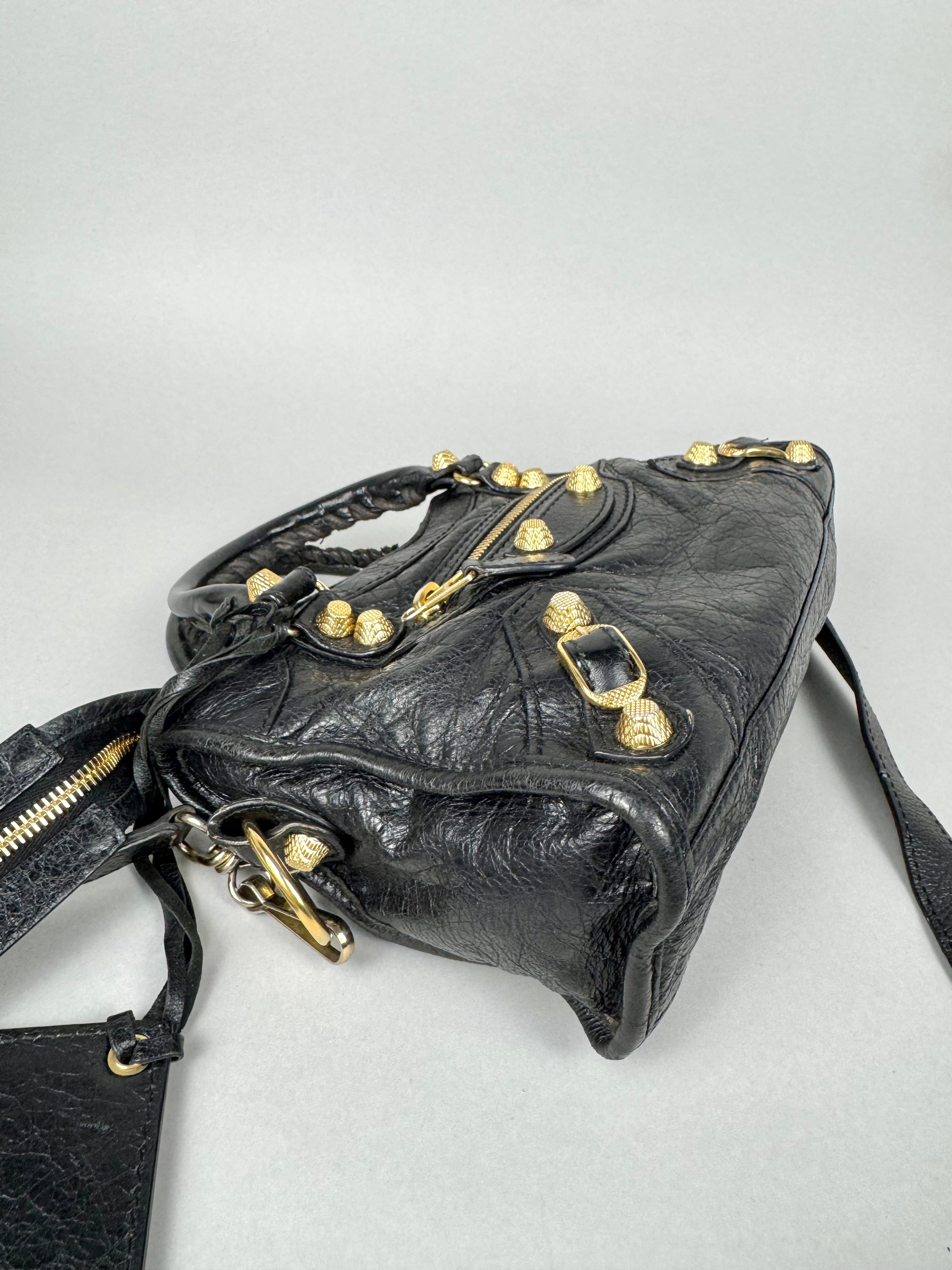 Balenciaga Agneau Mini City Black Leather