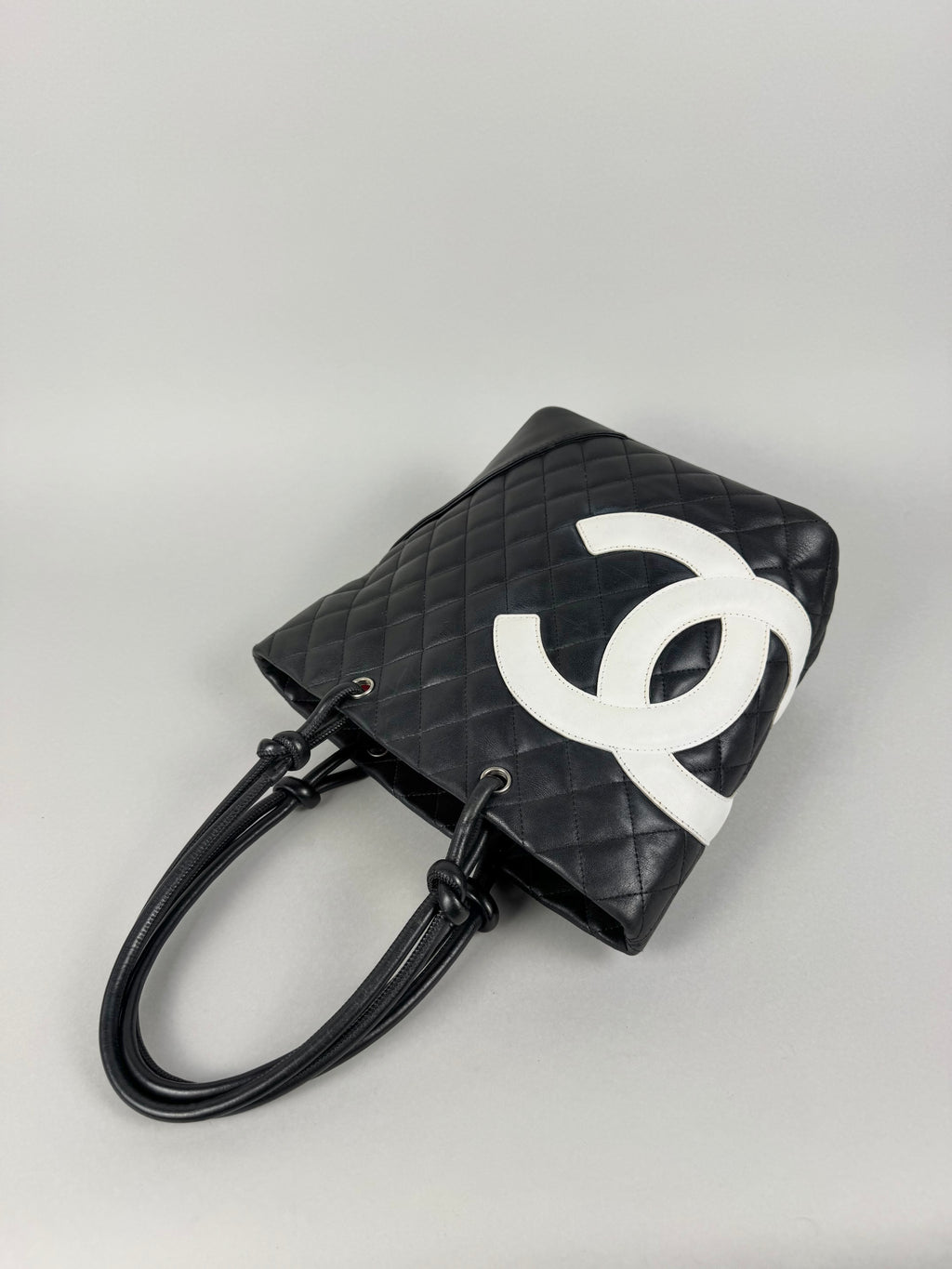 Chanel Cambon Calfskin Black Leather Quilted Medium Tote