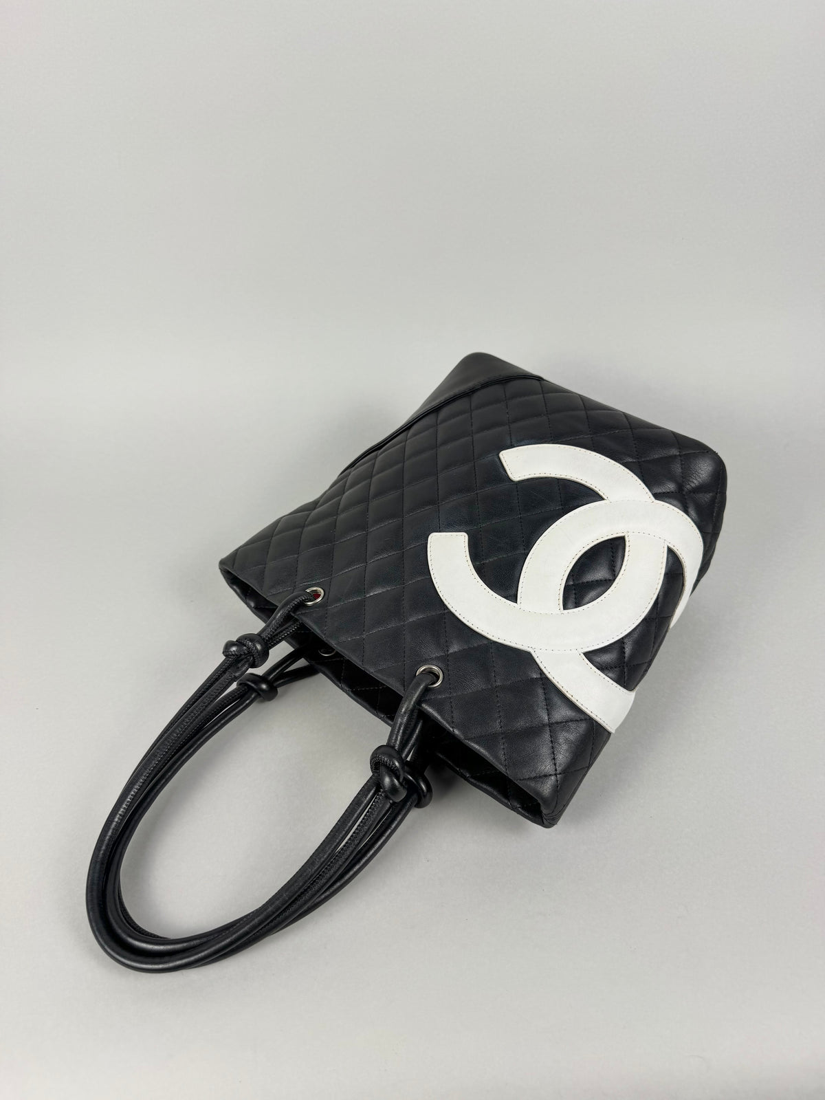 Chanel Cambon Calfskin Black Leather Quilted Medium Tote