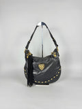 Gucci Babushka Studded Heart Hobo Leather Black