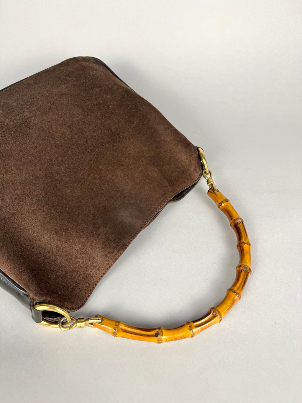 Gucci Bamboo Hobo Brown Leather Suede Small