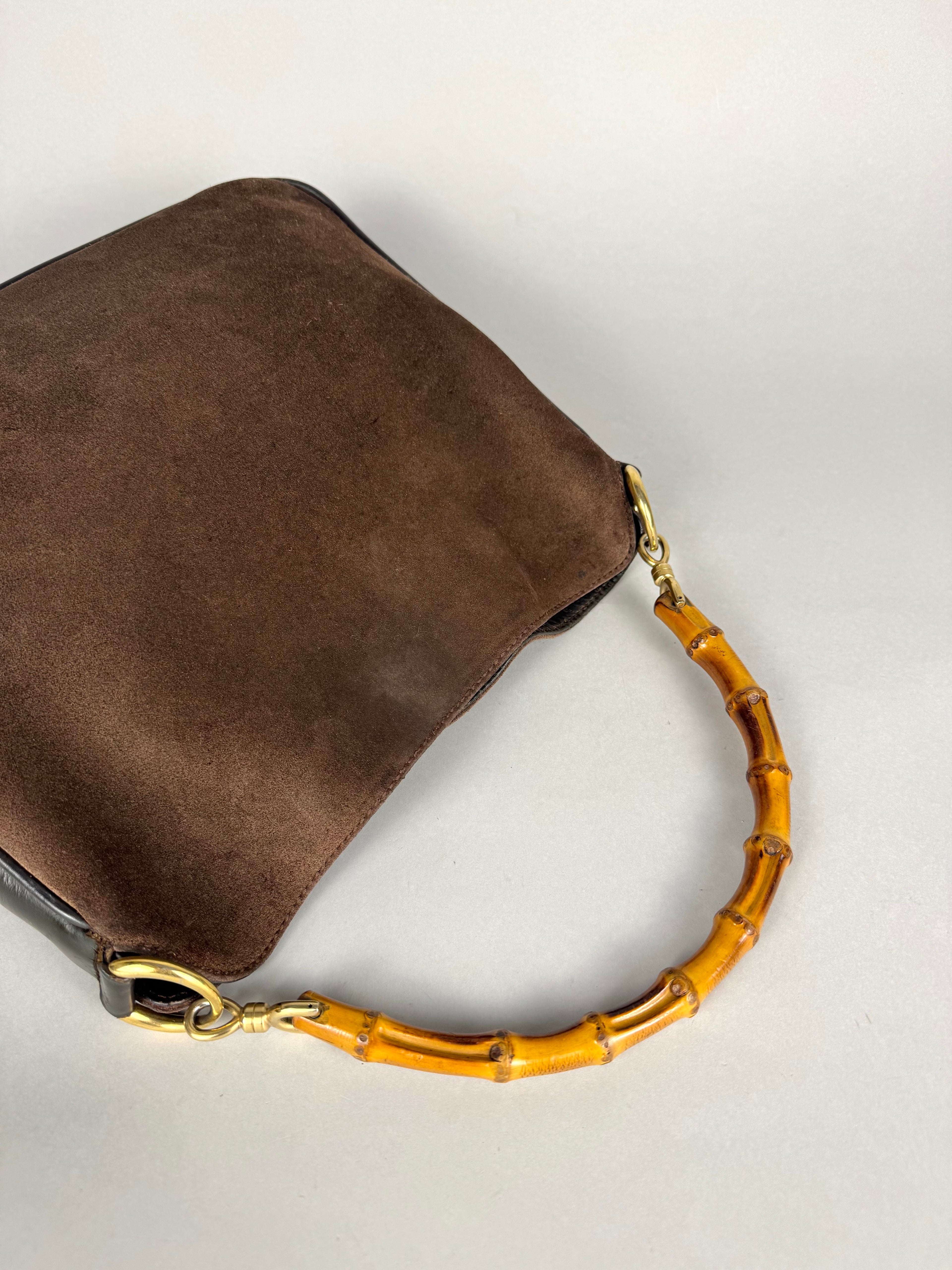 Gucci Bamboo Hobo Brown Leather Suede Small