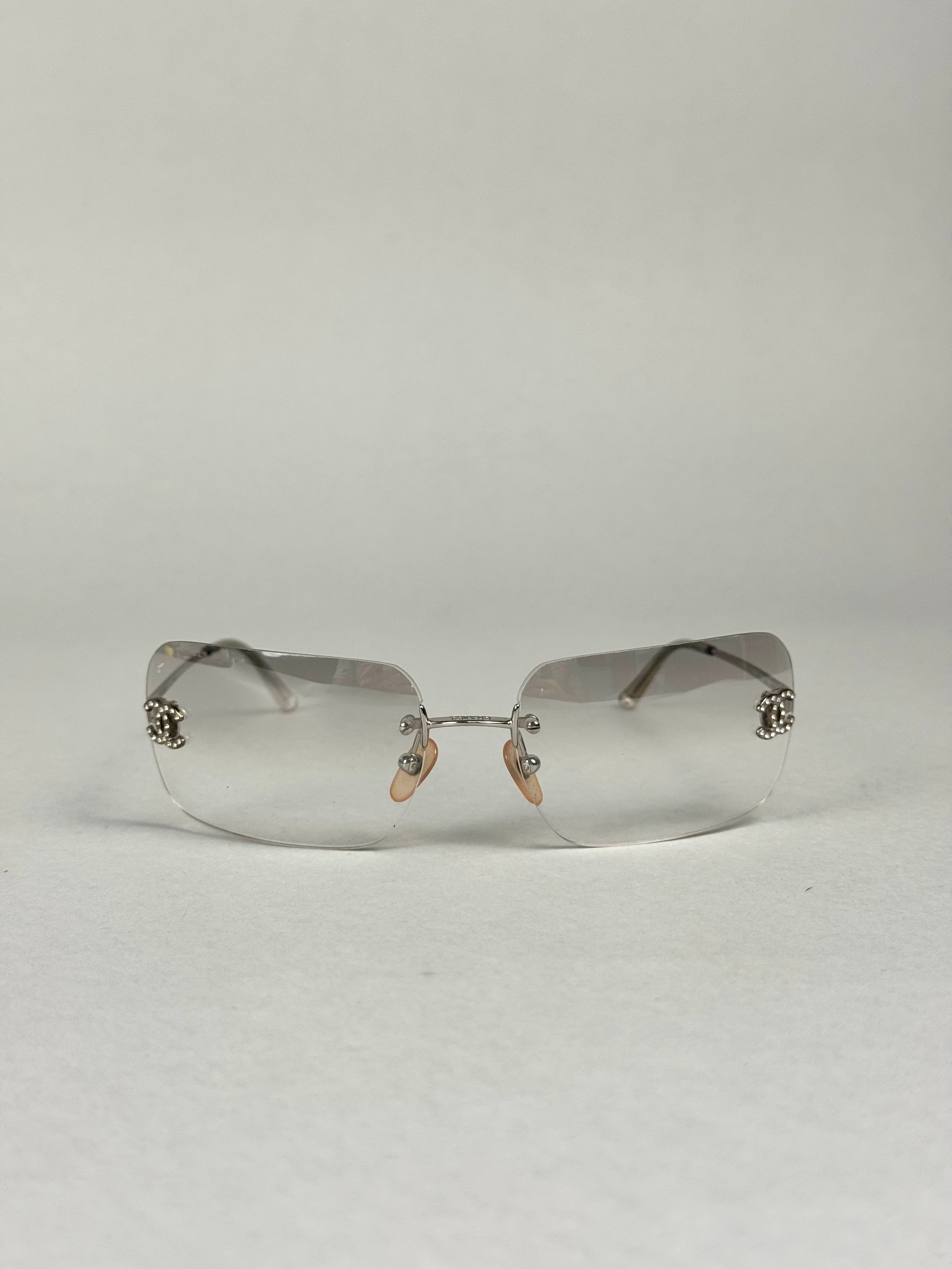 Chanel Crystal Logo Transparent Sunglasses