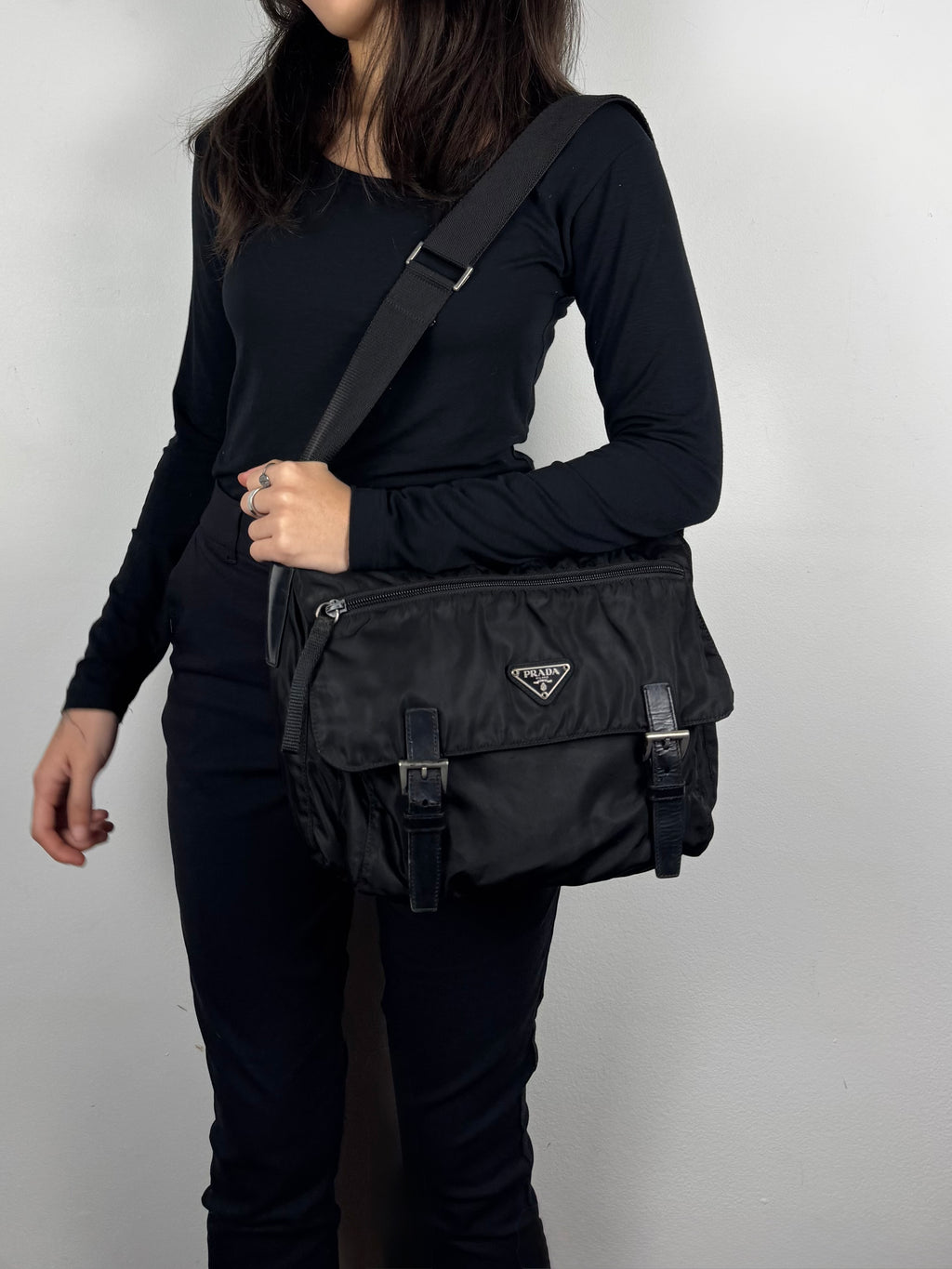 Prada Black Nylon Messenger Bag