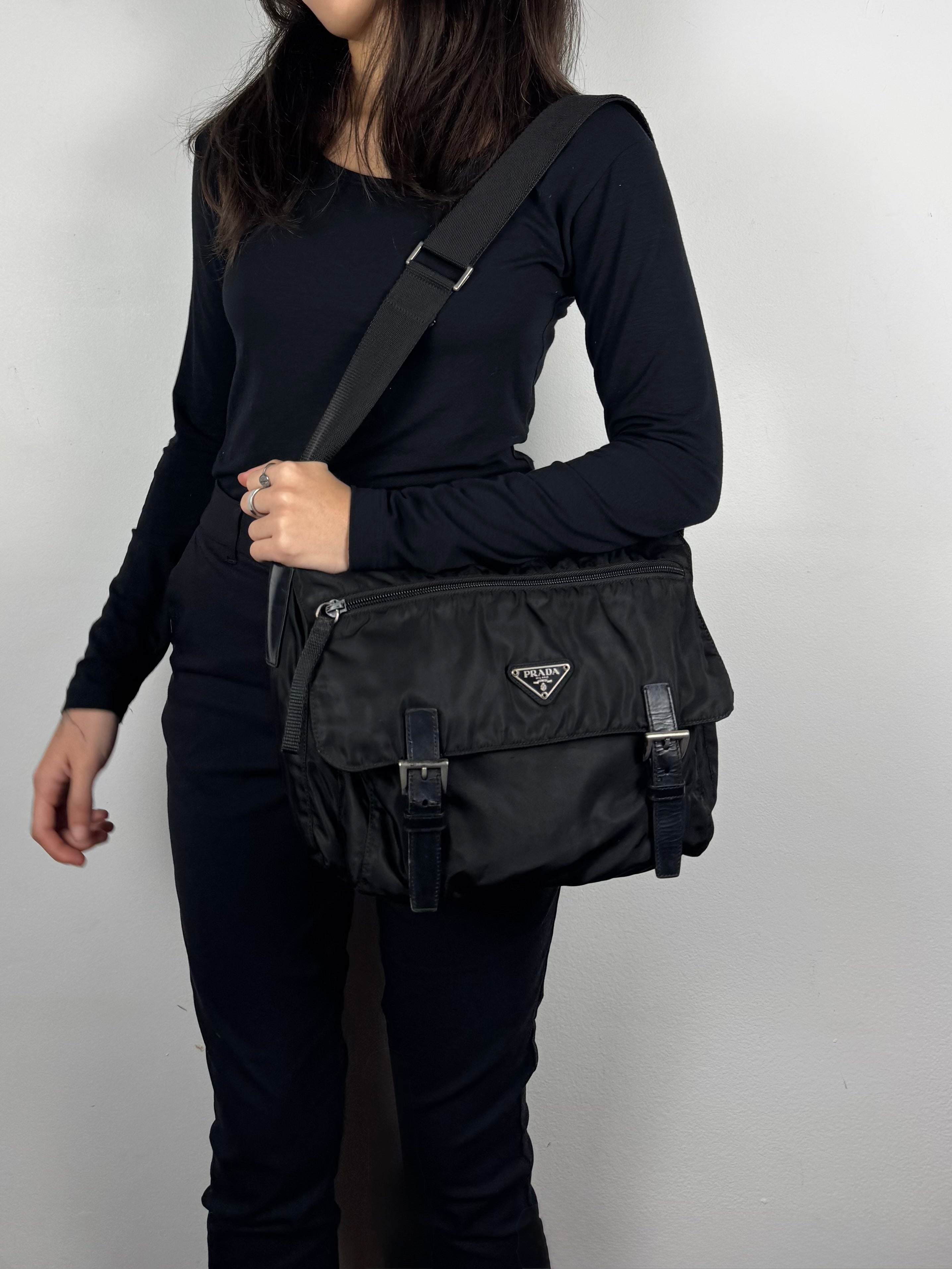 Prada Black Nylon Messenger Bag