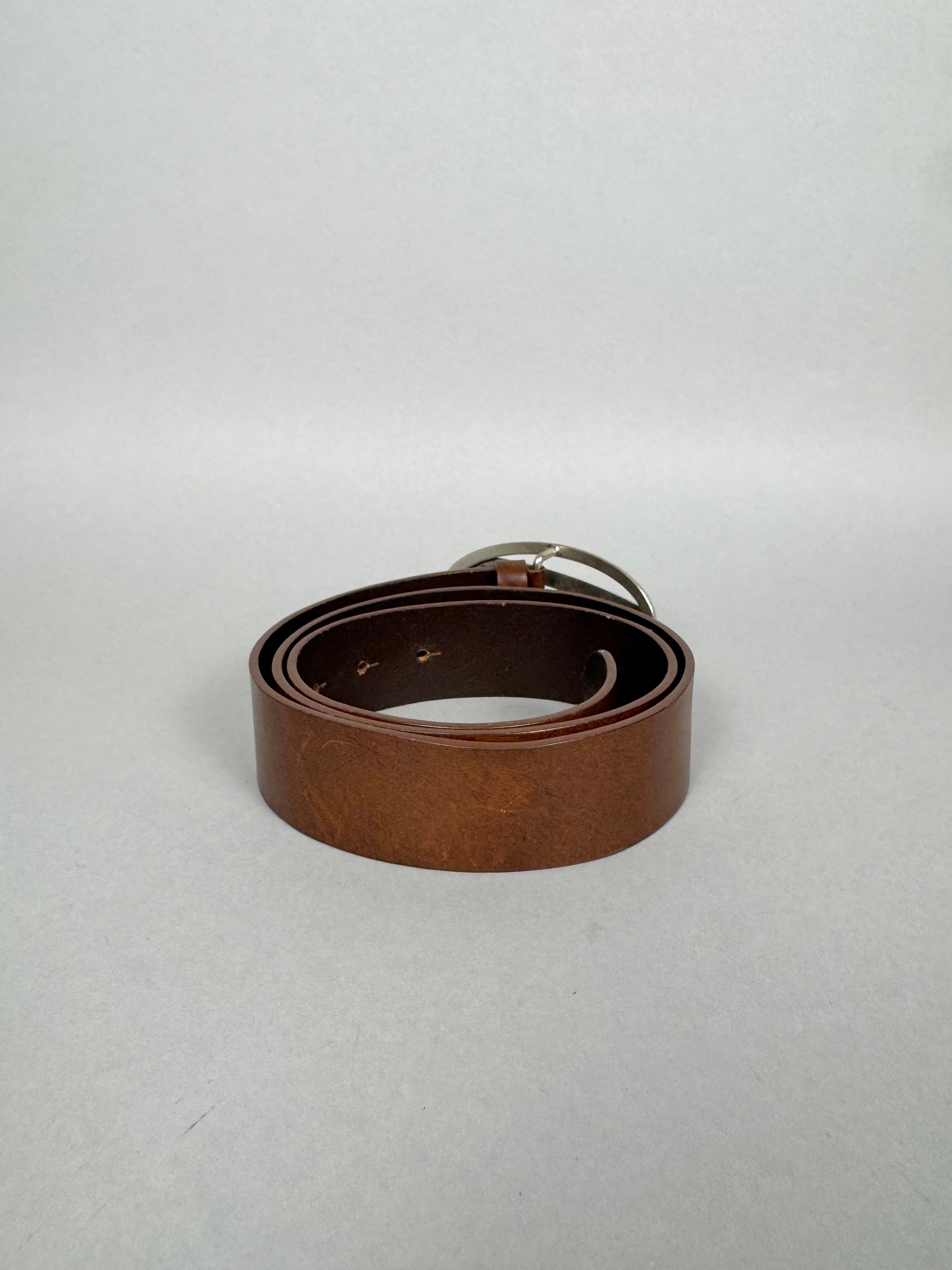 Diesel D Buckle Brown Leather Belt