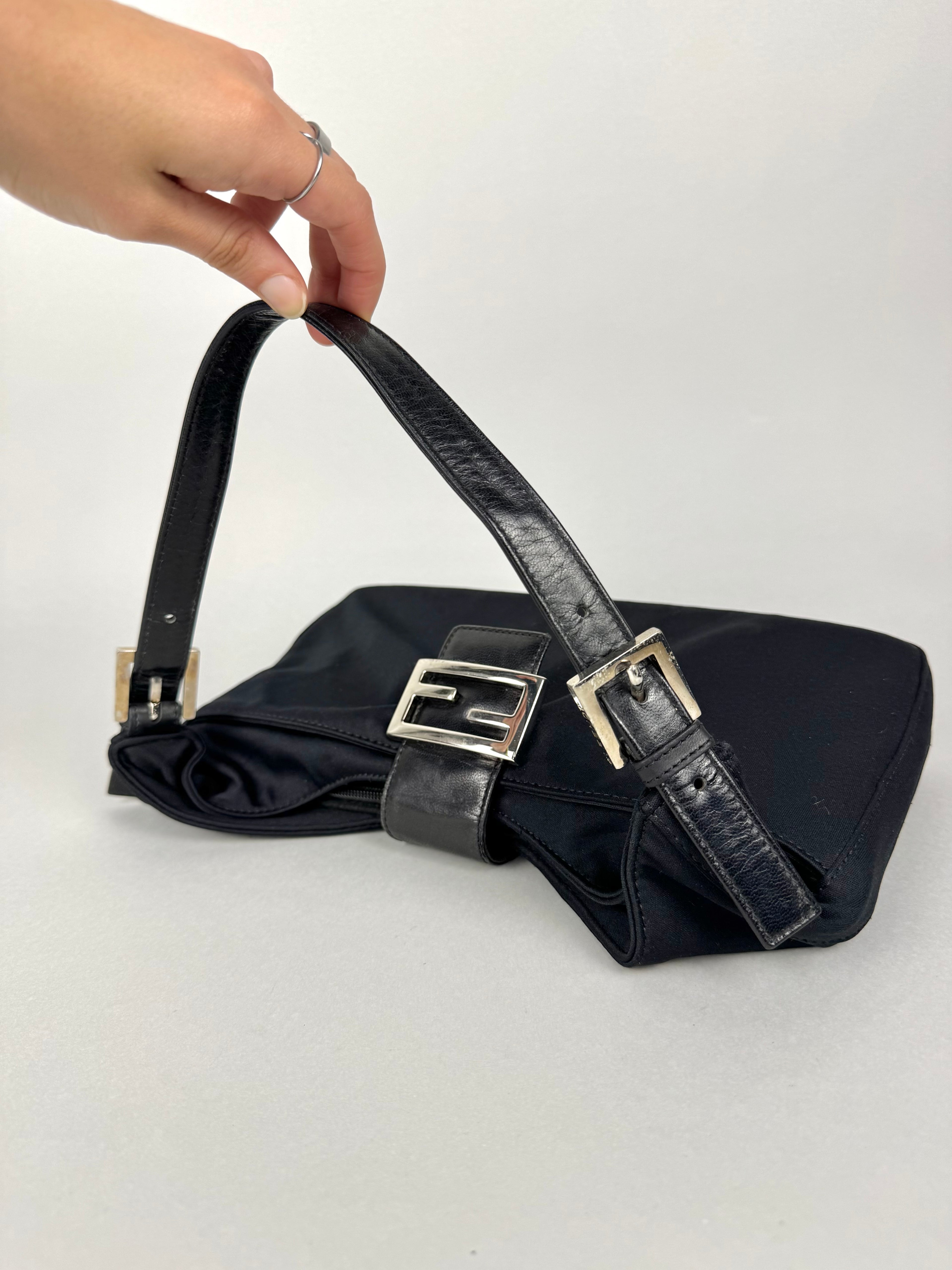 Fendi Fabric Forever Baguette Black Nylon
