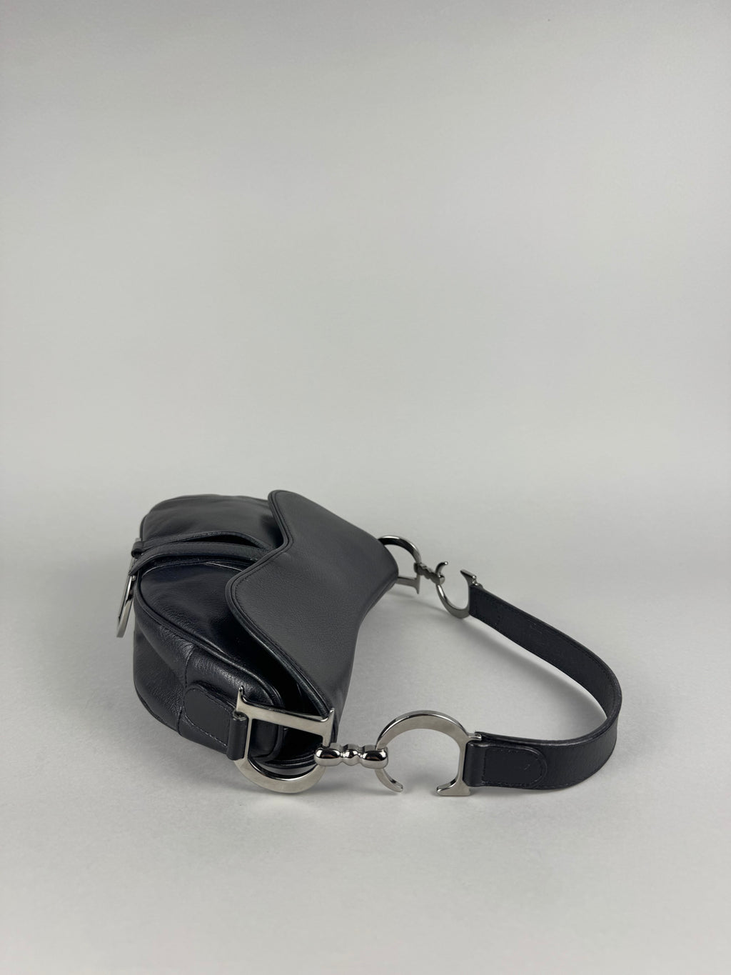Christian Dior Black Leather Saddle Bag