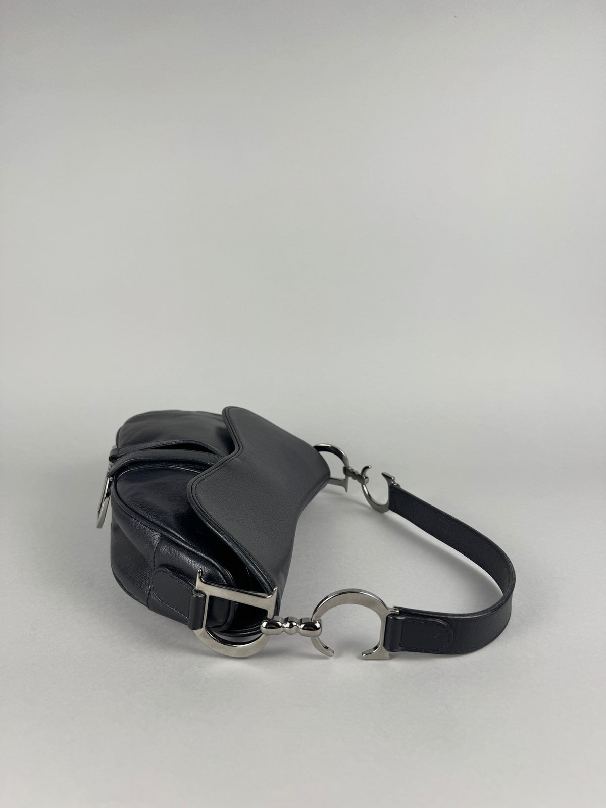 Christian Dior Black Leather Saddle Bag