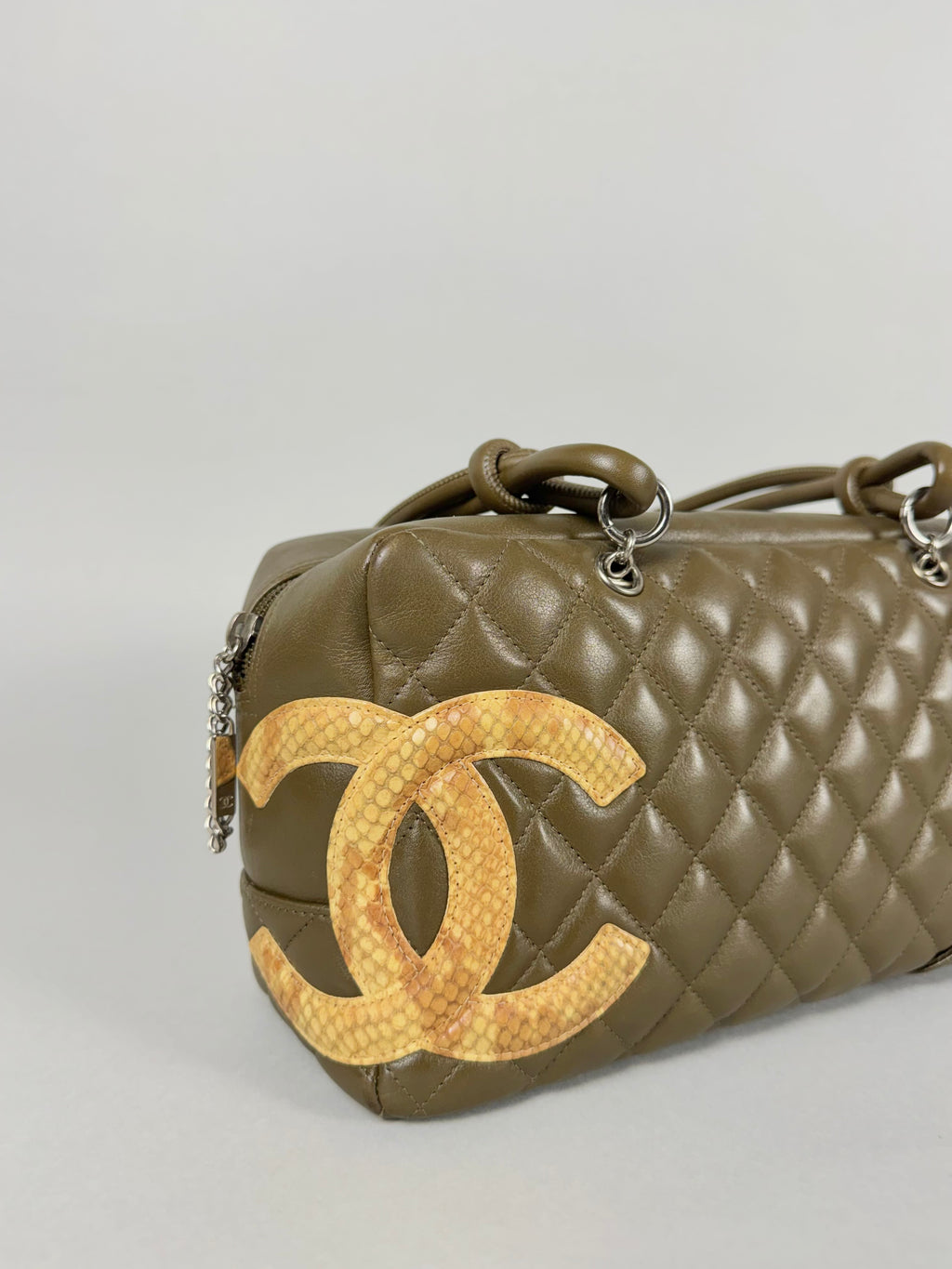 Chanel Ligne Cambon Leather Bowler Bag in Python