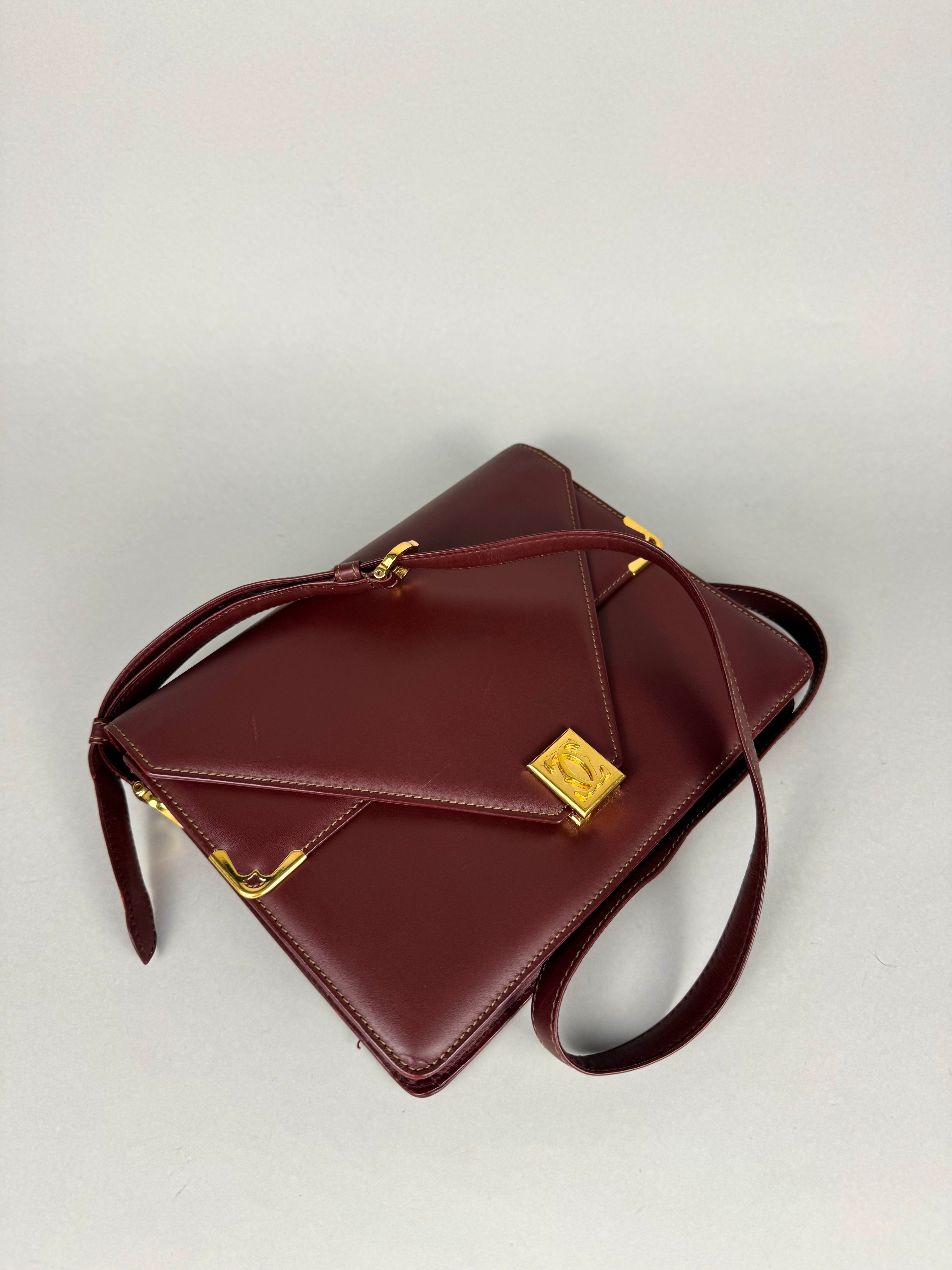 Cartier Classic Calfskin Leather Burgundy Envelope Double Flap