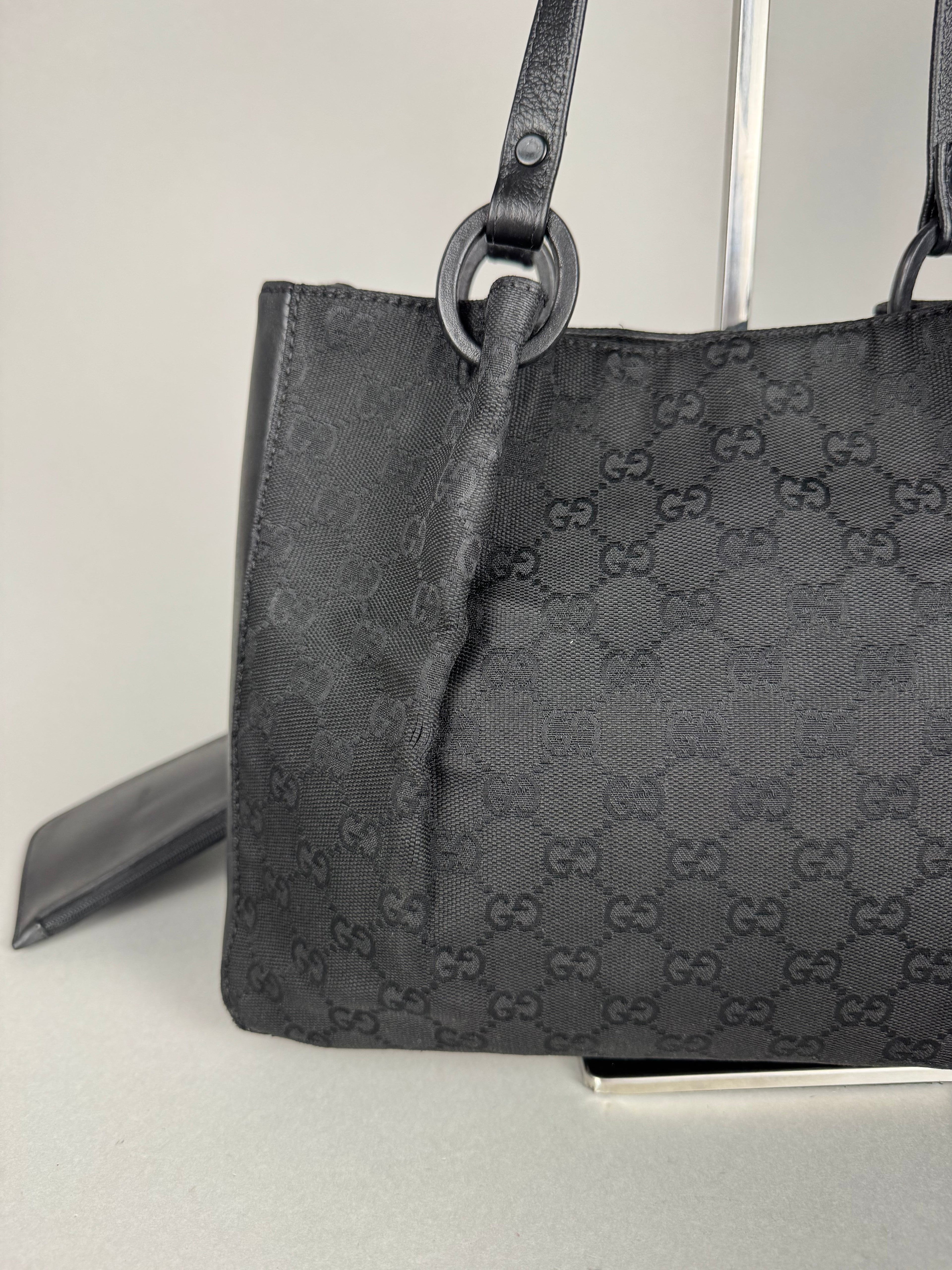Gucci Monogram Black Tote with Pouch