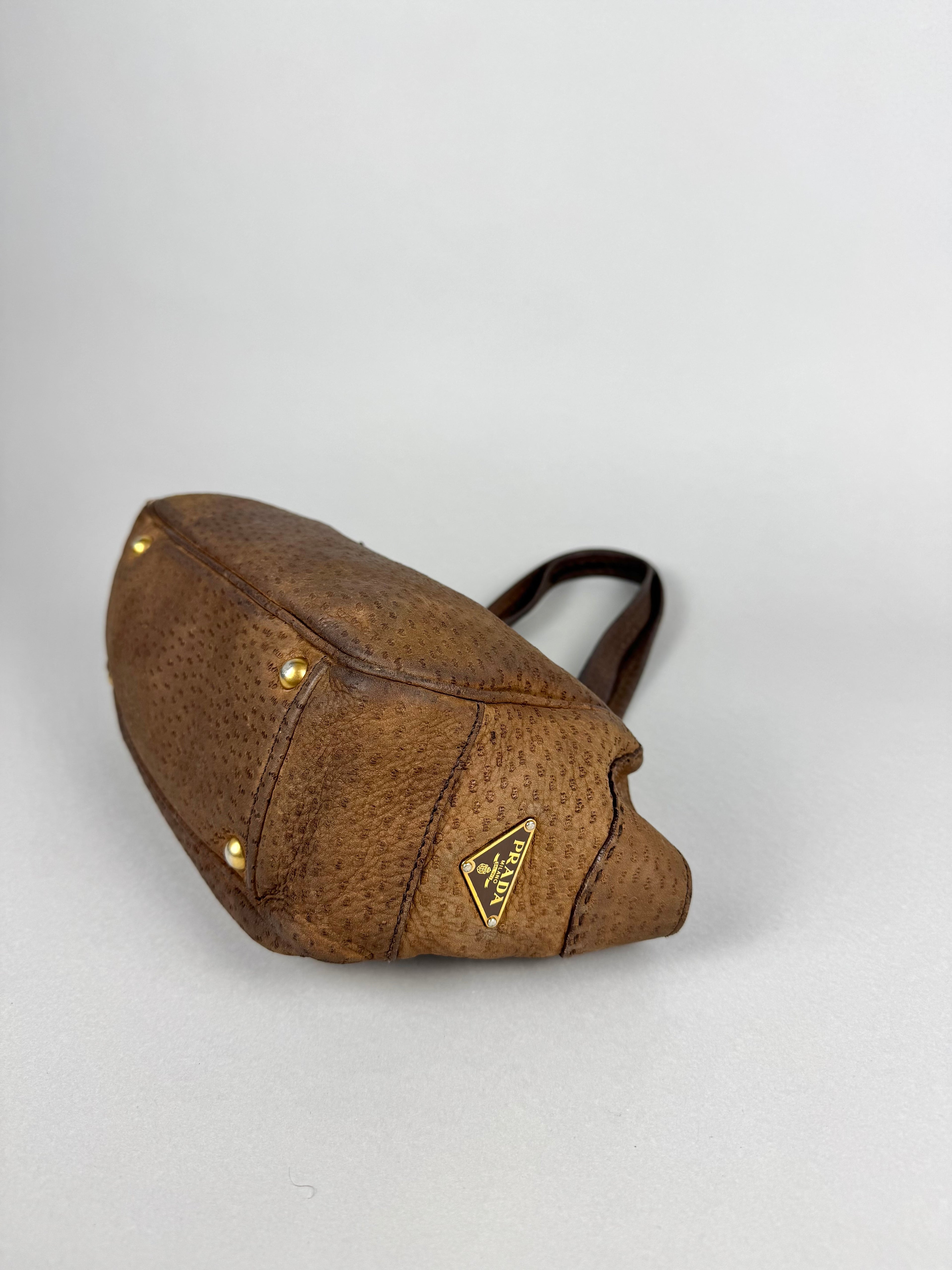 Prada Tessuto Cervo Lux Leather Brown
