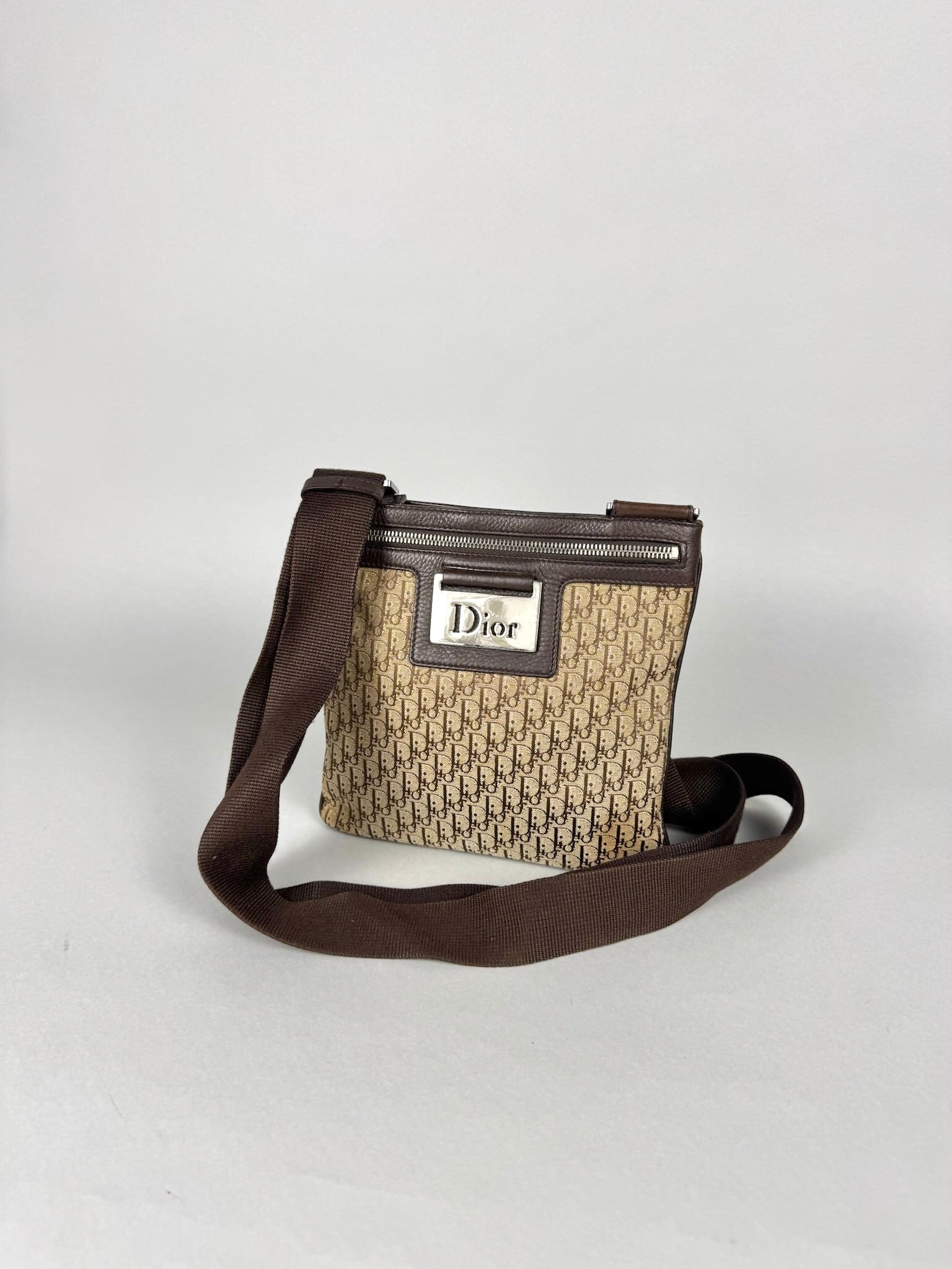 Christian Dior Trotter Street Chic Monogram Beige Brown Crossbody