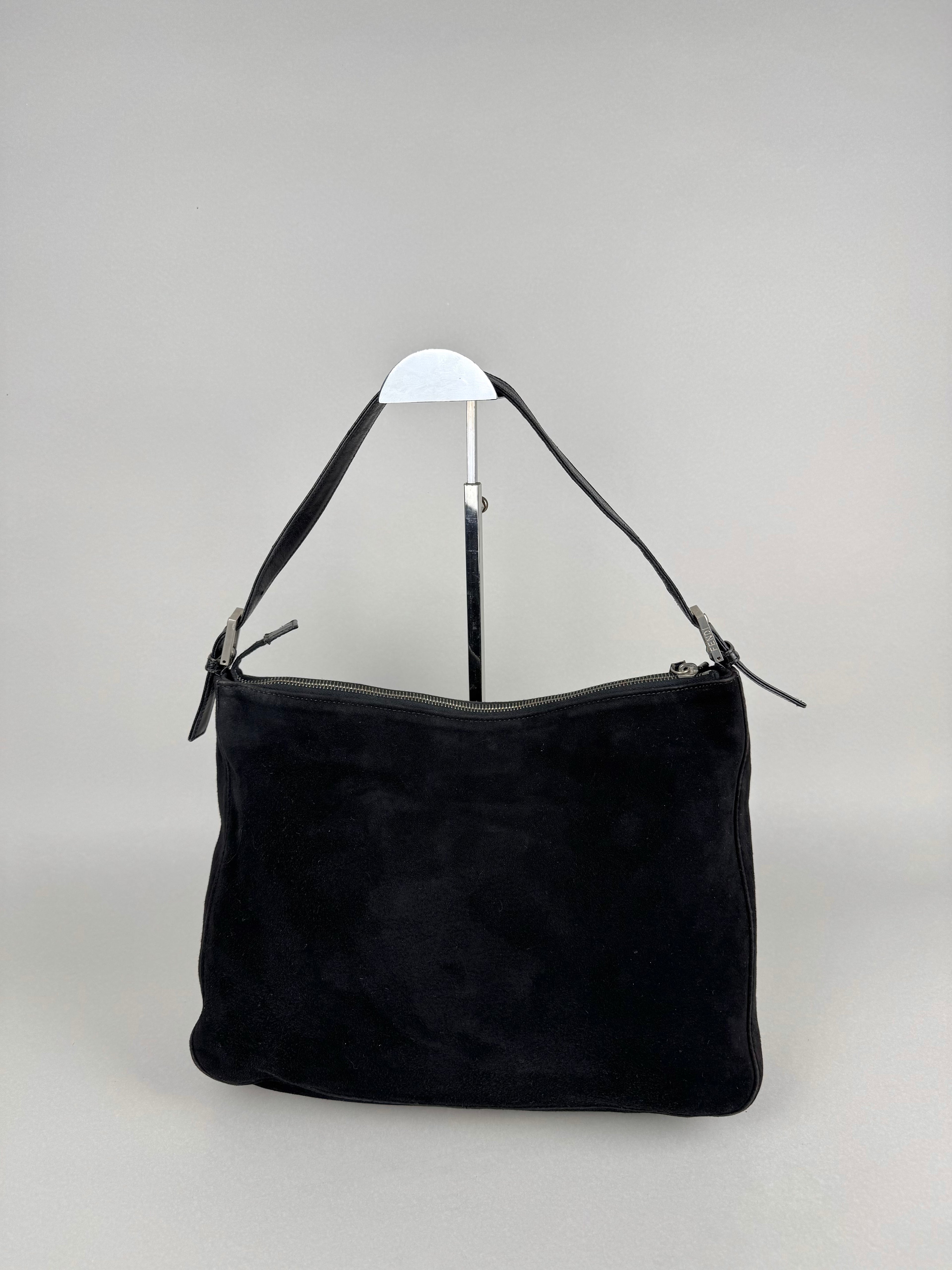 Fendi Mamma Baguette Black Suede Leather