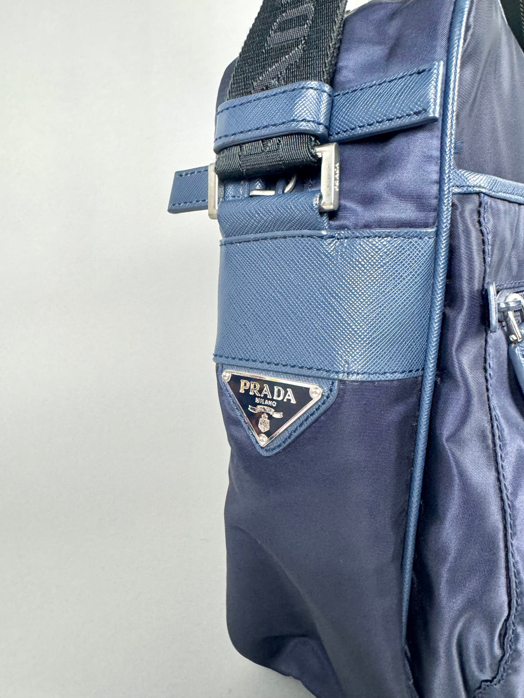 Prada Nylon Messenger Bag Navy