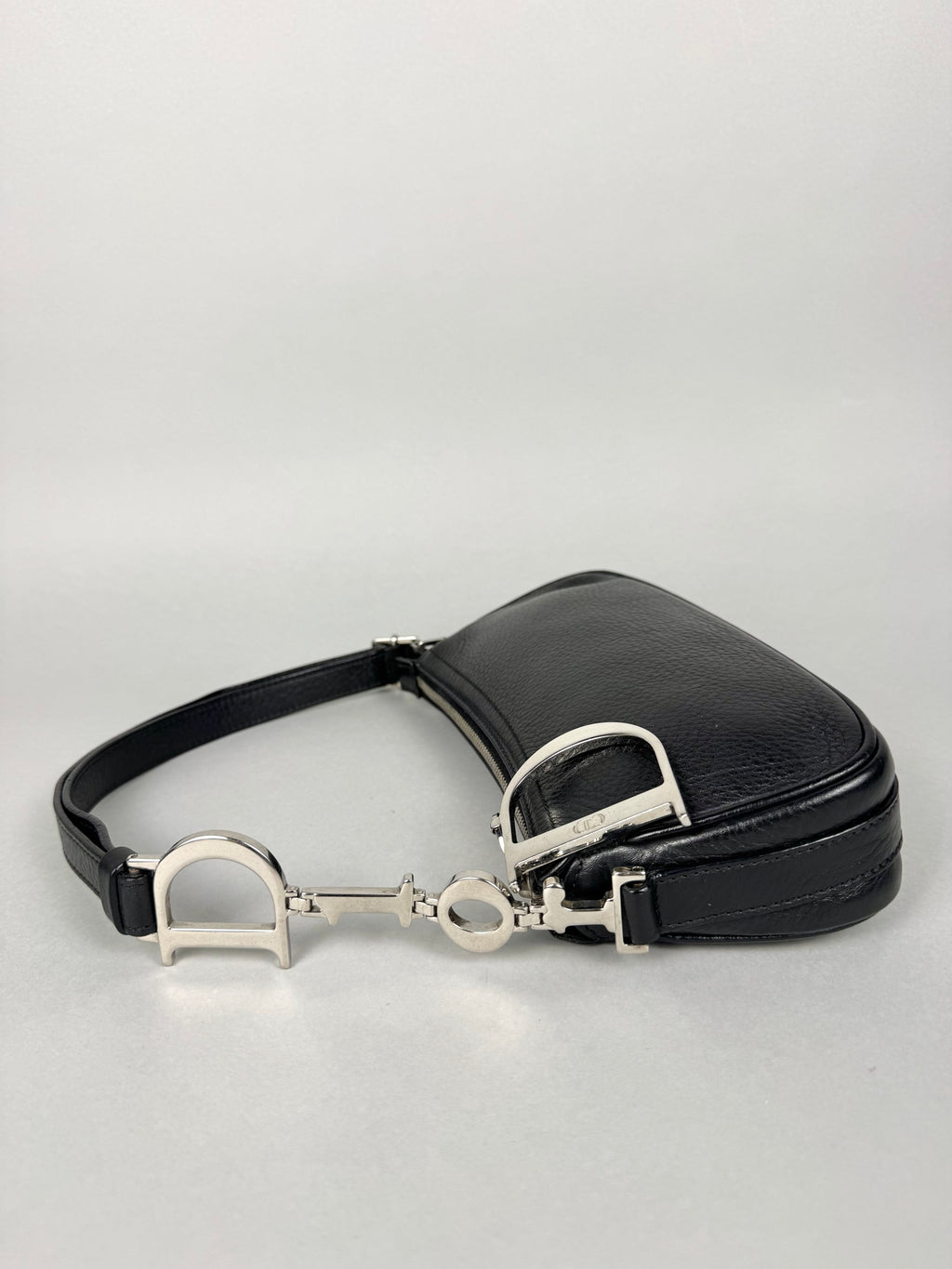 Christian Dior D Charms Black Leather Pochette