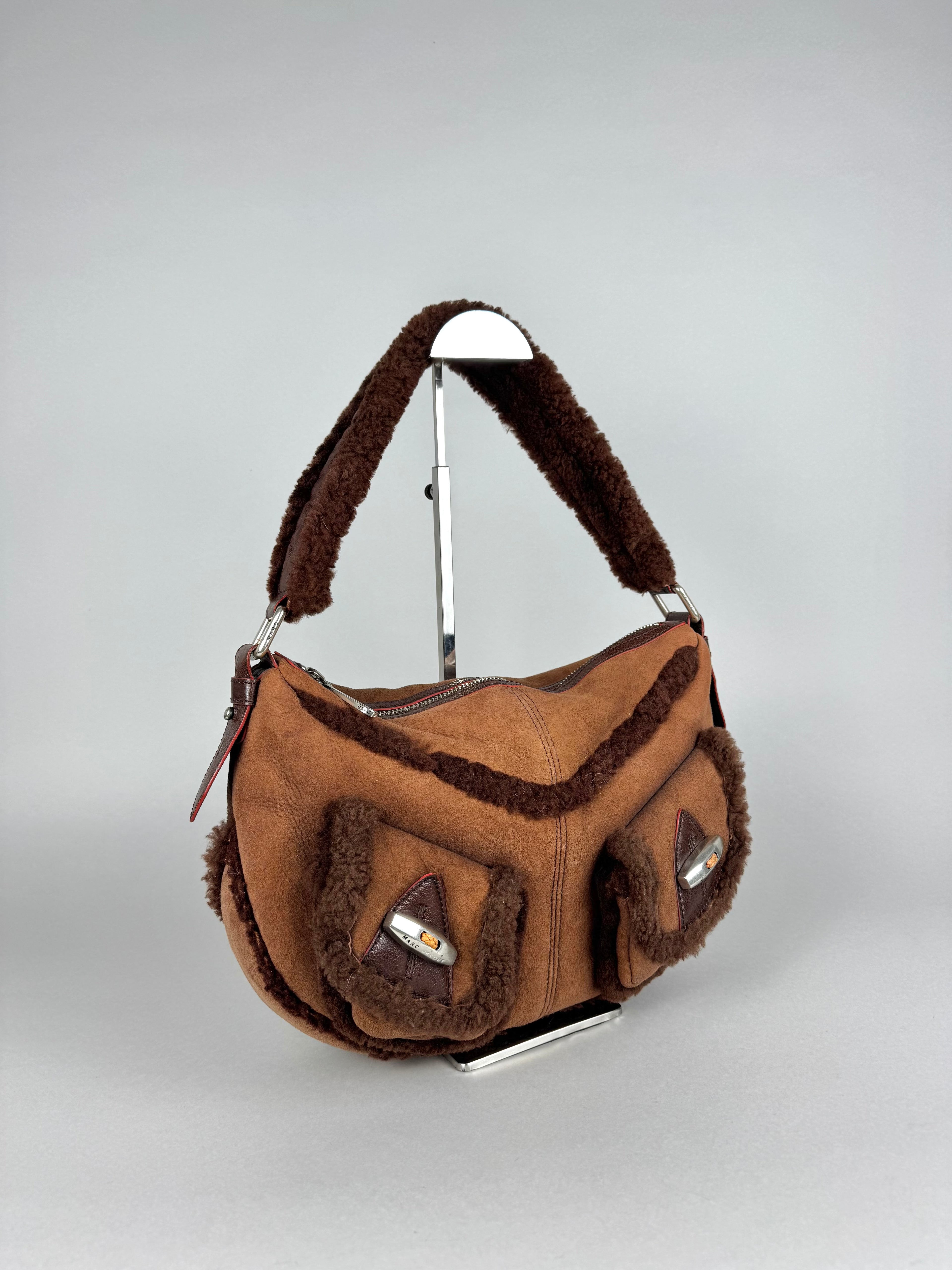 Marc Jacobs Brown Shearling Suede Pocket Shoulder