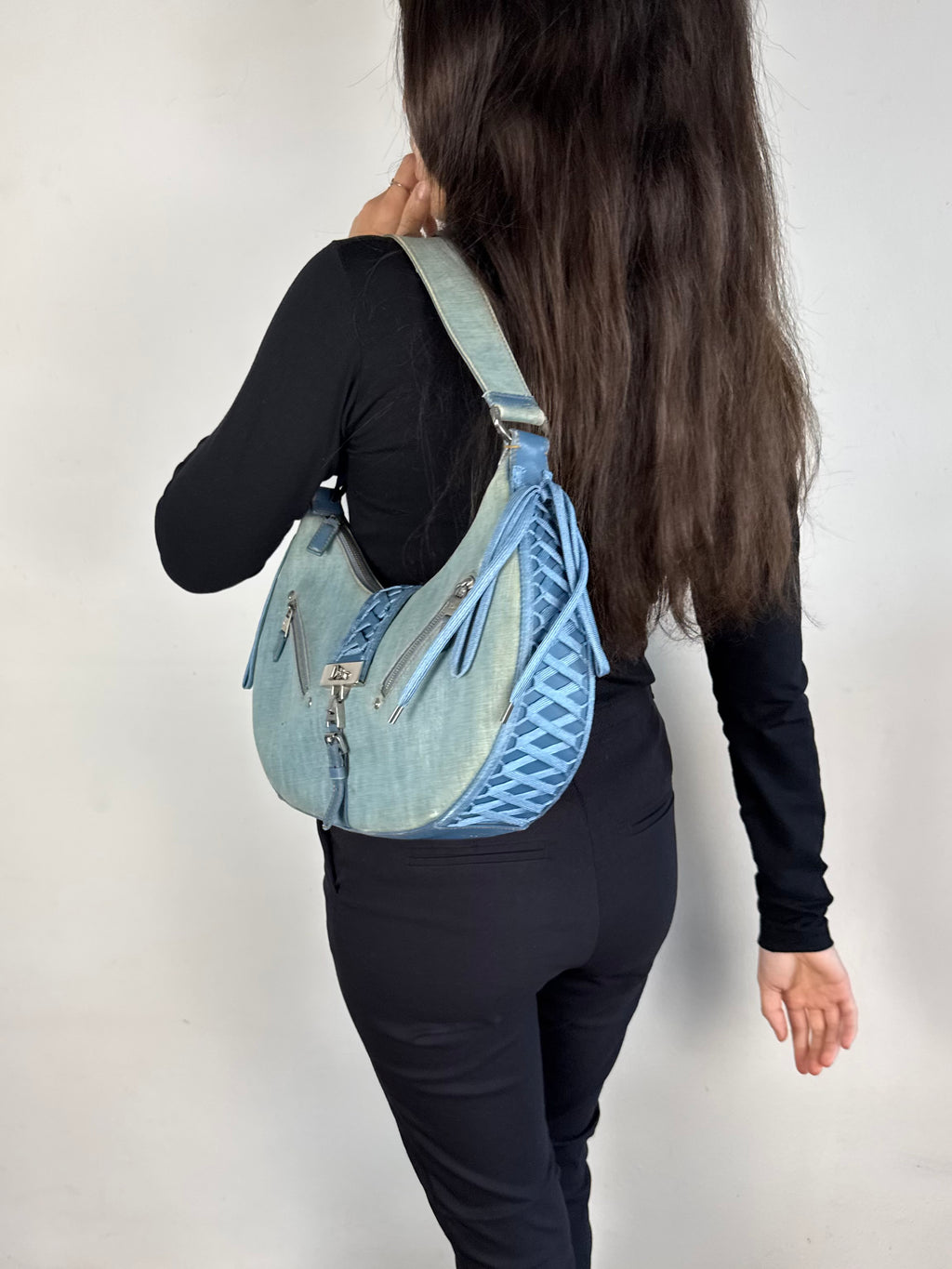 Christian Dior Denim Admit It Lace Up Corset Blue