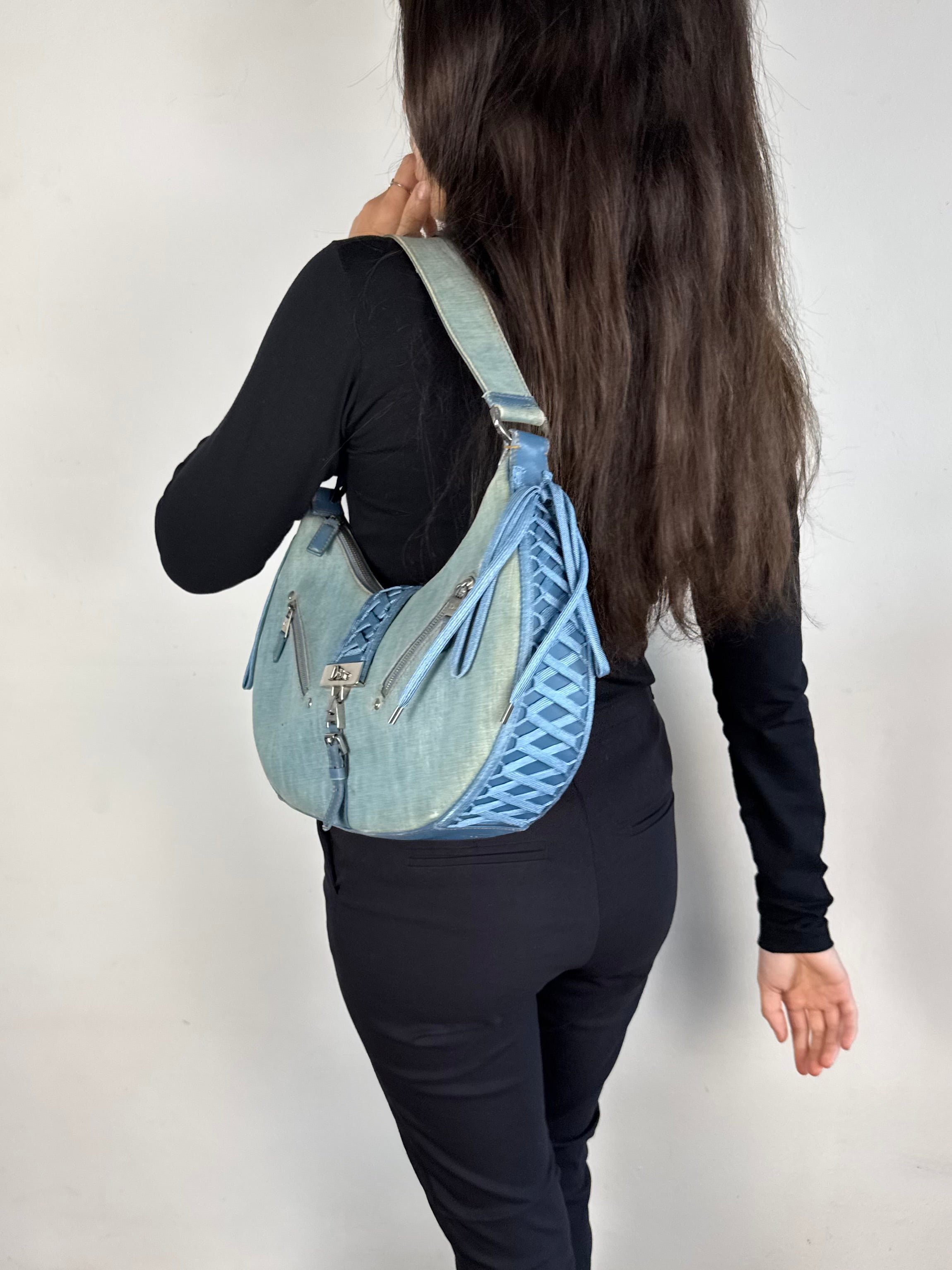 Christian Dior Denim Admit It Lace Up Corset Blue