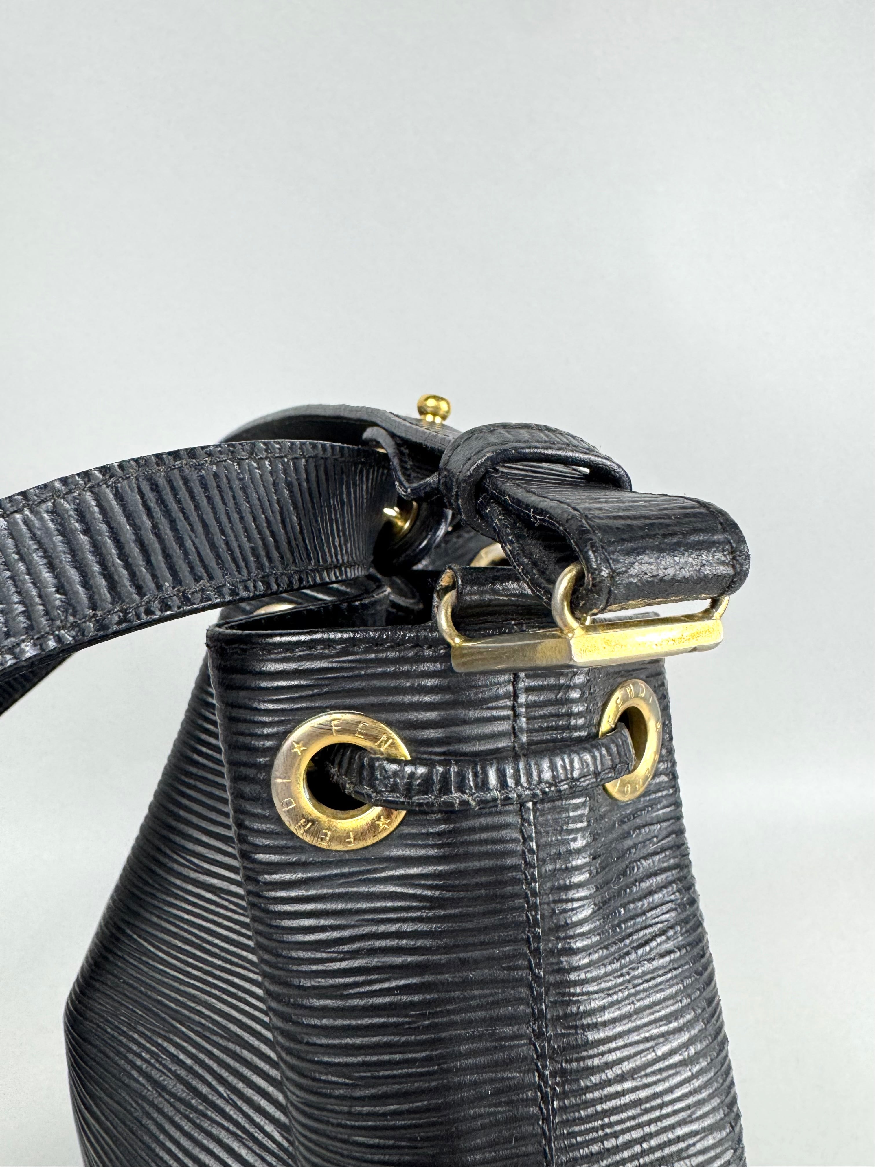 Fendi Bucket Black Epi Leather with Pouch