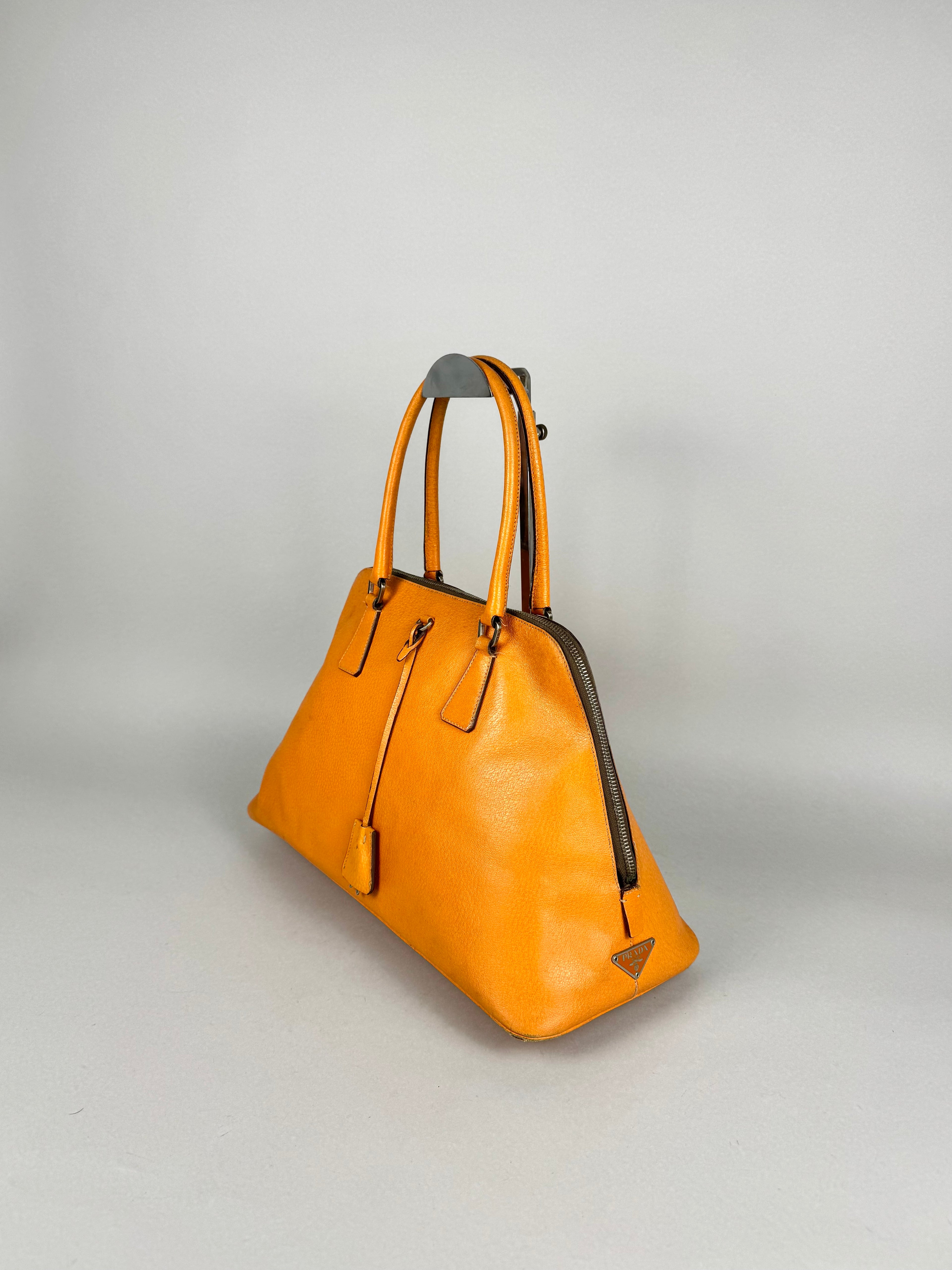 Prada Vitello Daino Leather Orange Dome