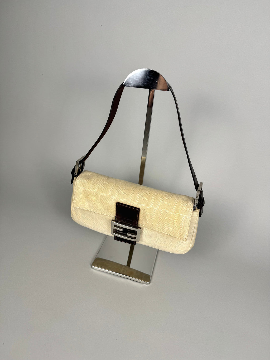 Fendi Monogram Baguette Linen Beige