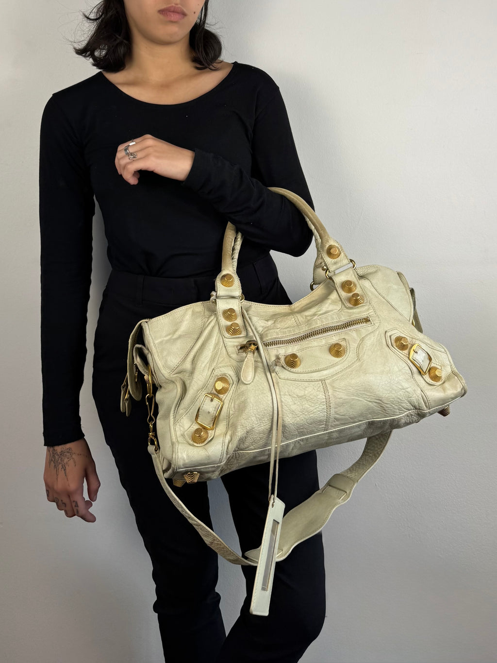 Balenciaga Sahara Lambskin Leather Gold Part Time 21 Bag