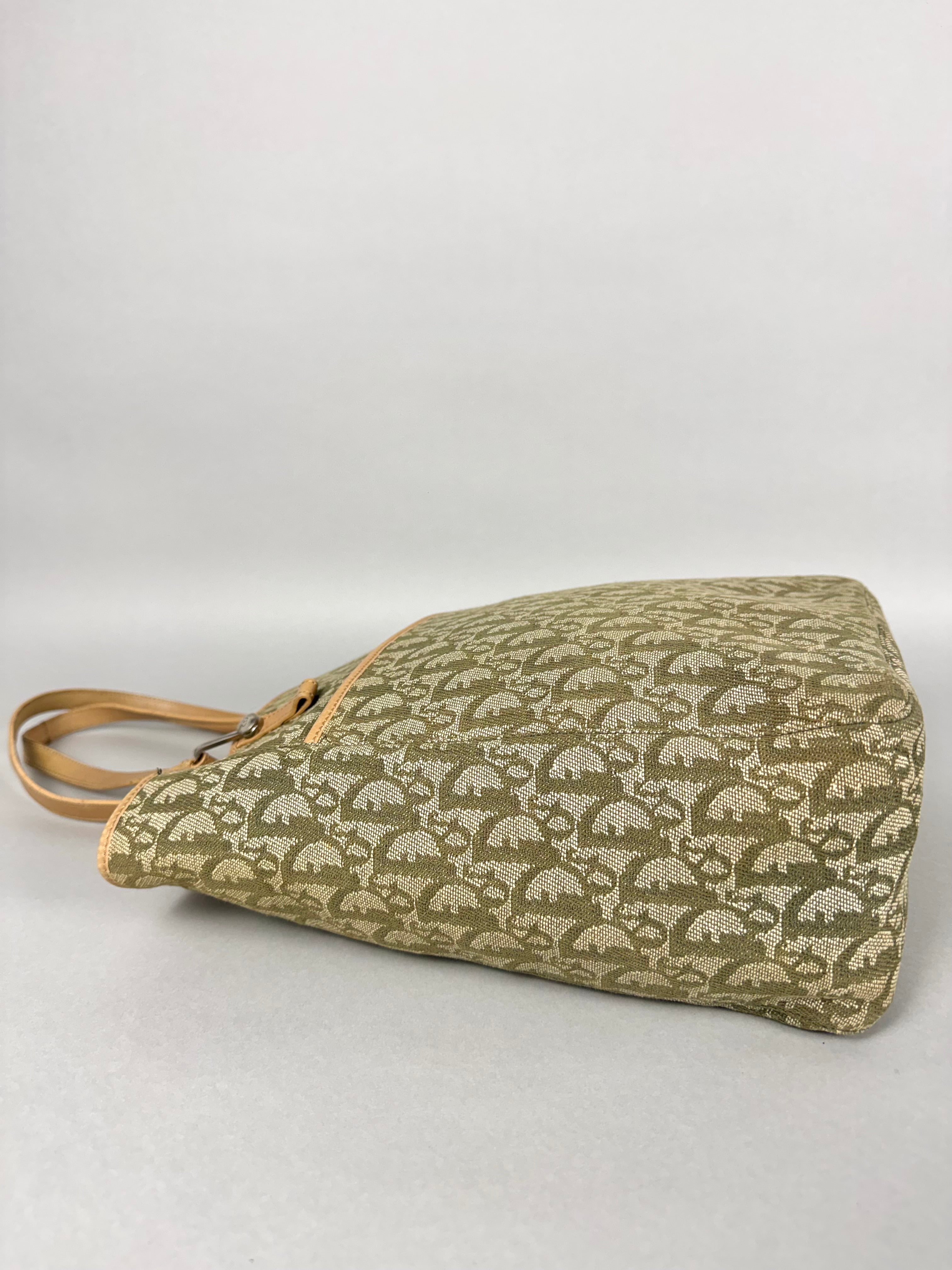 Christian Dior Monogram Denim Green Tote
